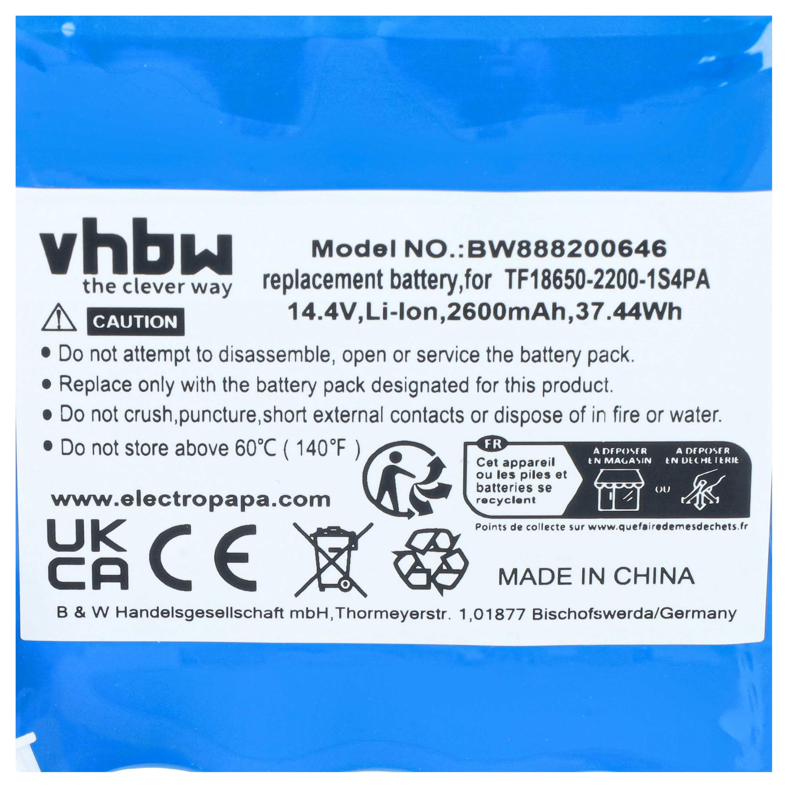 vhbw Batteria per Marshall Kilburn 14,4V 2600mAh Li-Ion