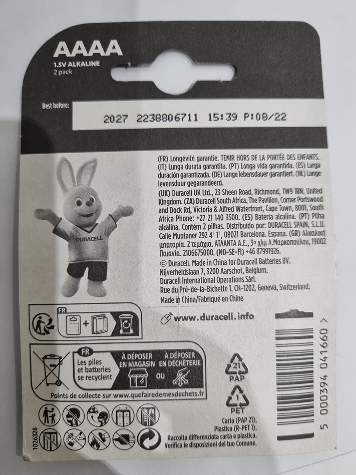 Duracell LR44 batterie alcaline 1,5V da 8 pezzi