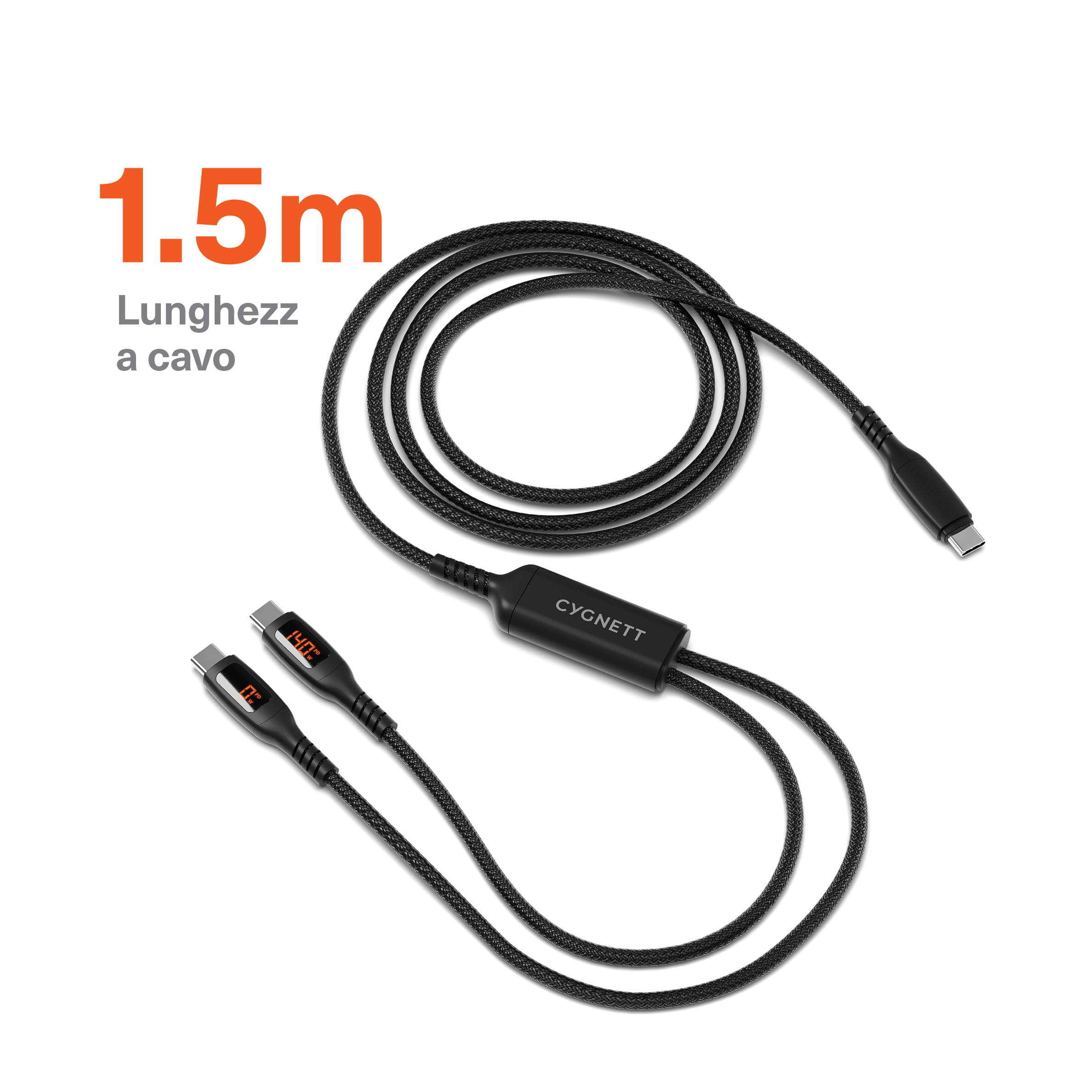 Cygnett Unite Cavo Split USB-C Doppia USB-C 140W 1,5m