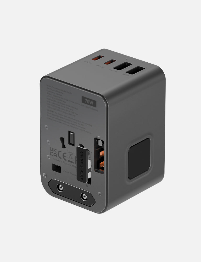 Energea TravelWorld Adapter GaN70 adattatore viaggio 70W Gunmetal