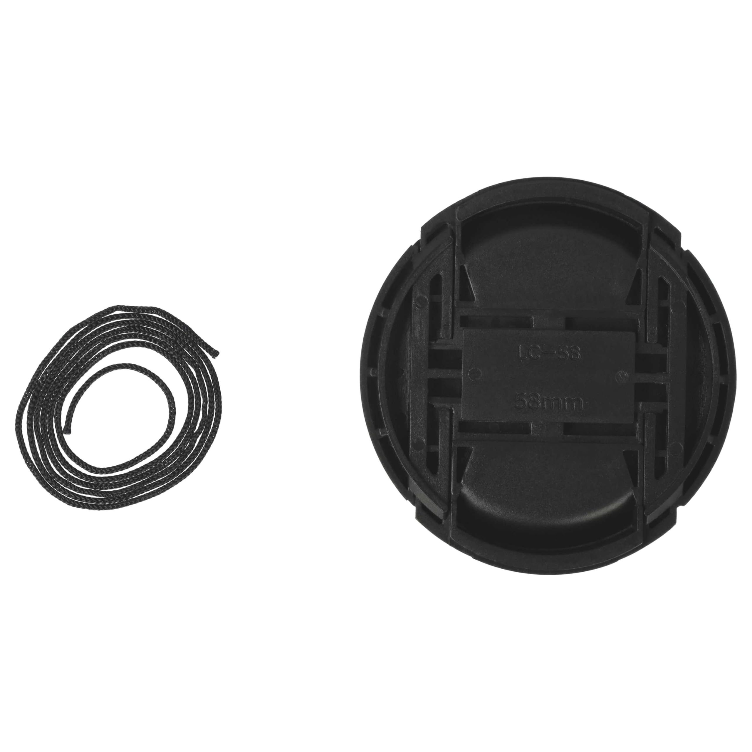 vhbw Copriobiettivo 58mm snap-on per fotocamera nero plastica