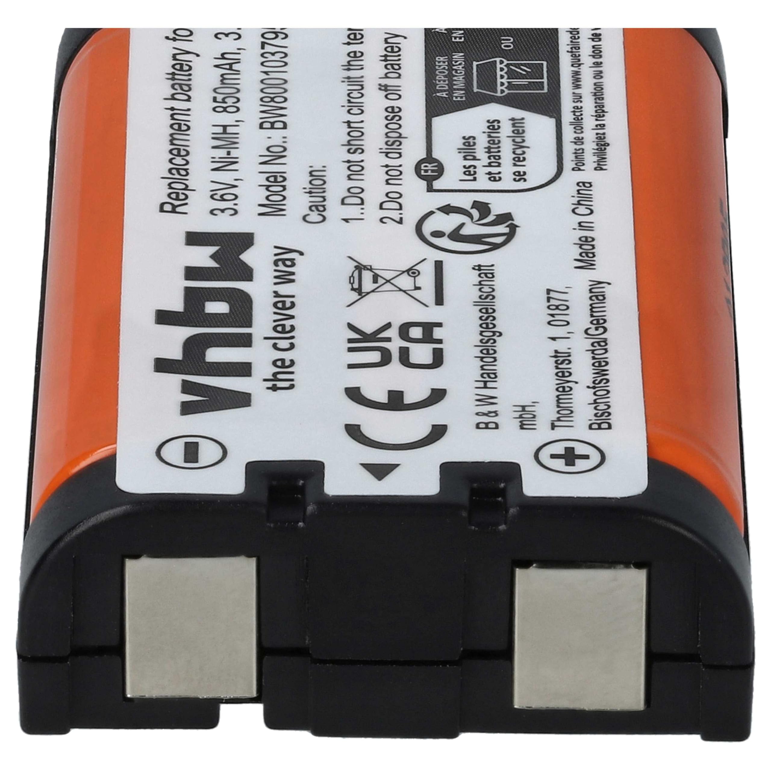 vhbw Batteria Panasonic KX-TW201 Telefono 850mAh NiMH
