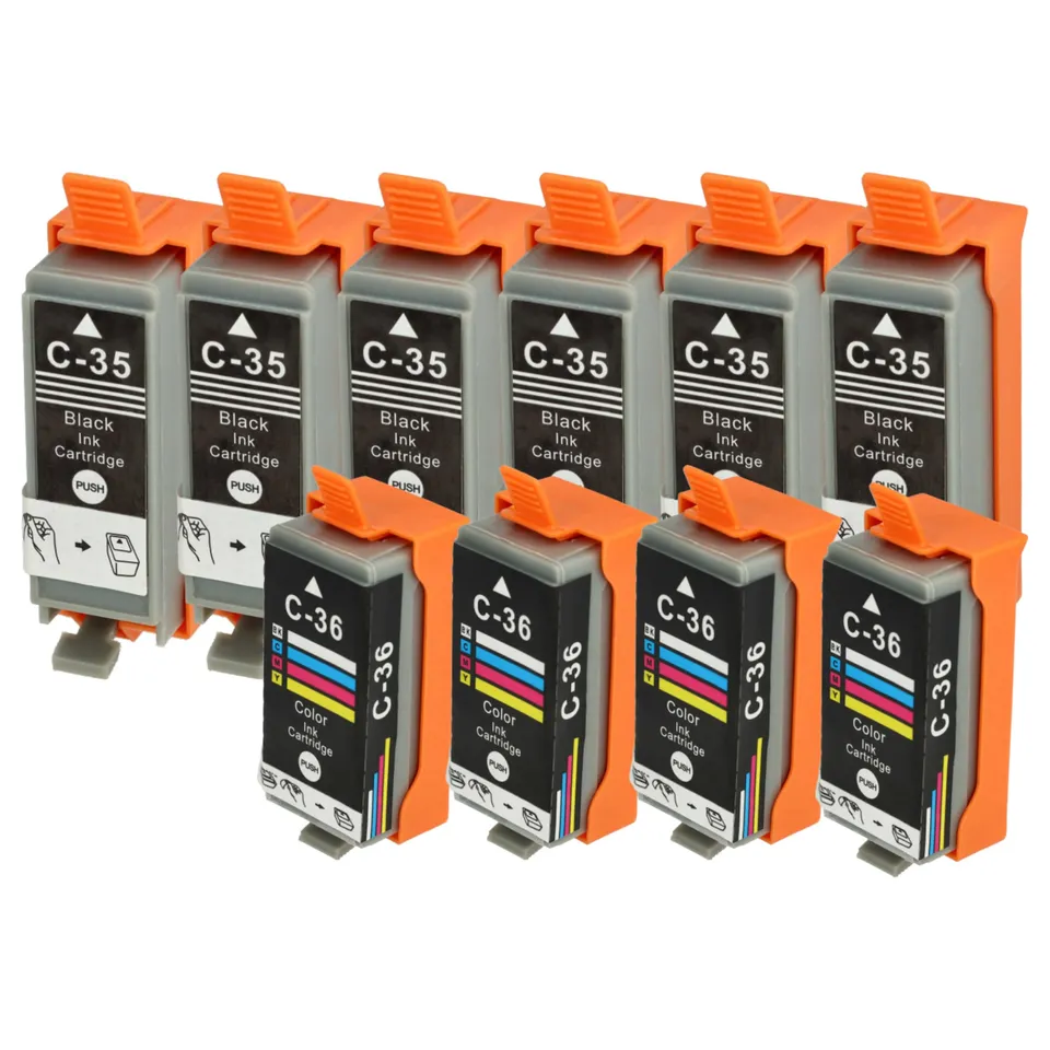 vhbw Set 10 cartucce per Canon Pixma IP110 nero e colore