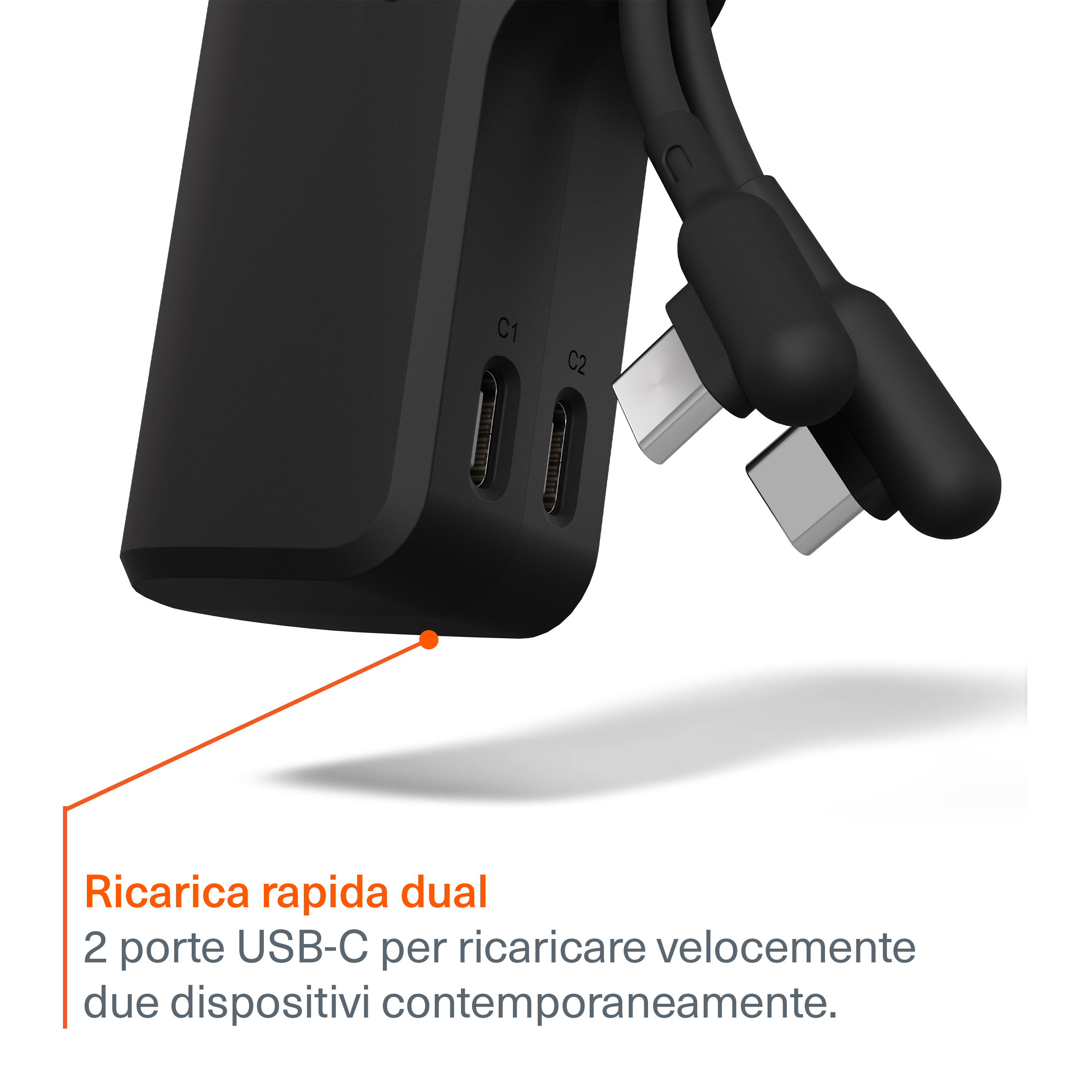 Cygnett Thumboost 5K power bank 5000mAh nero con cavo