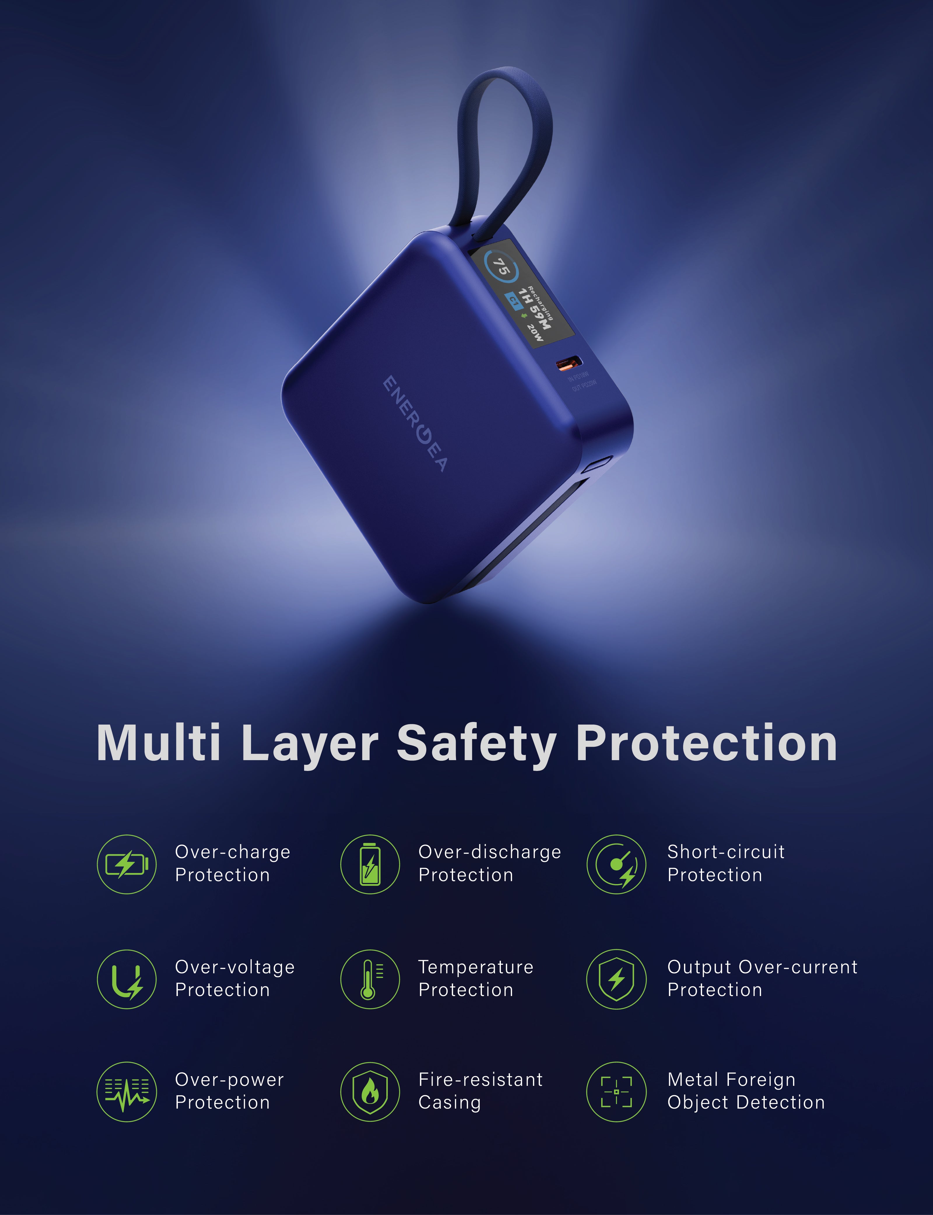 ENERGEA MagPac Mini Plus power bank blu indaco 10000mAh