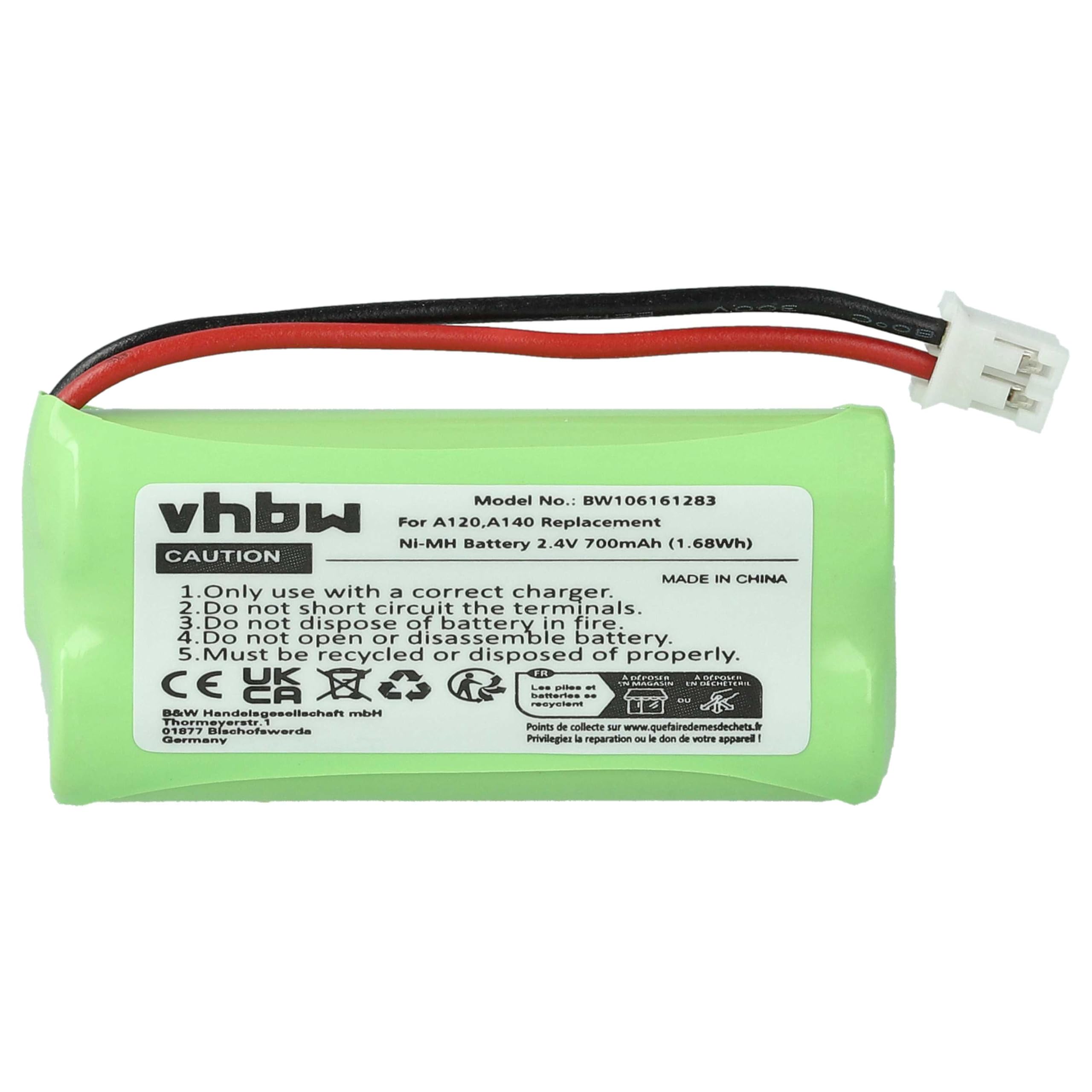 vhbw batteria cordless Gigaset A12 700mAh 2,4V 1 pezzo
