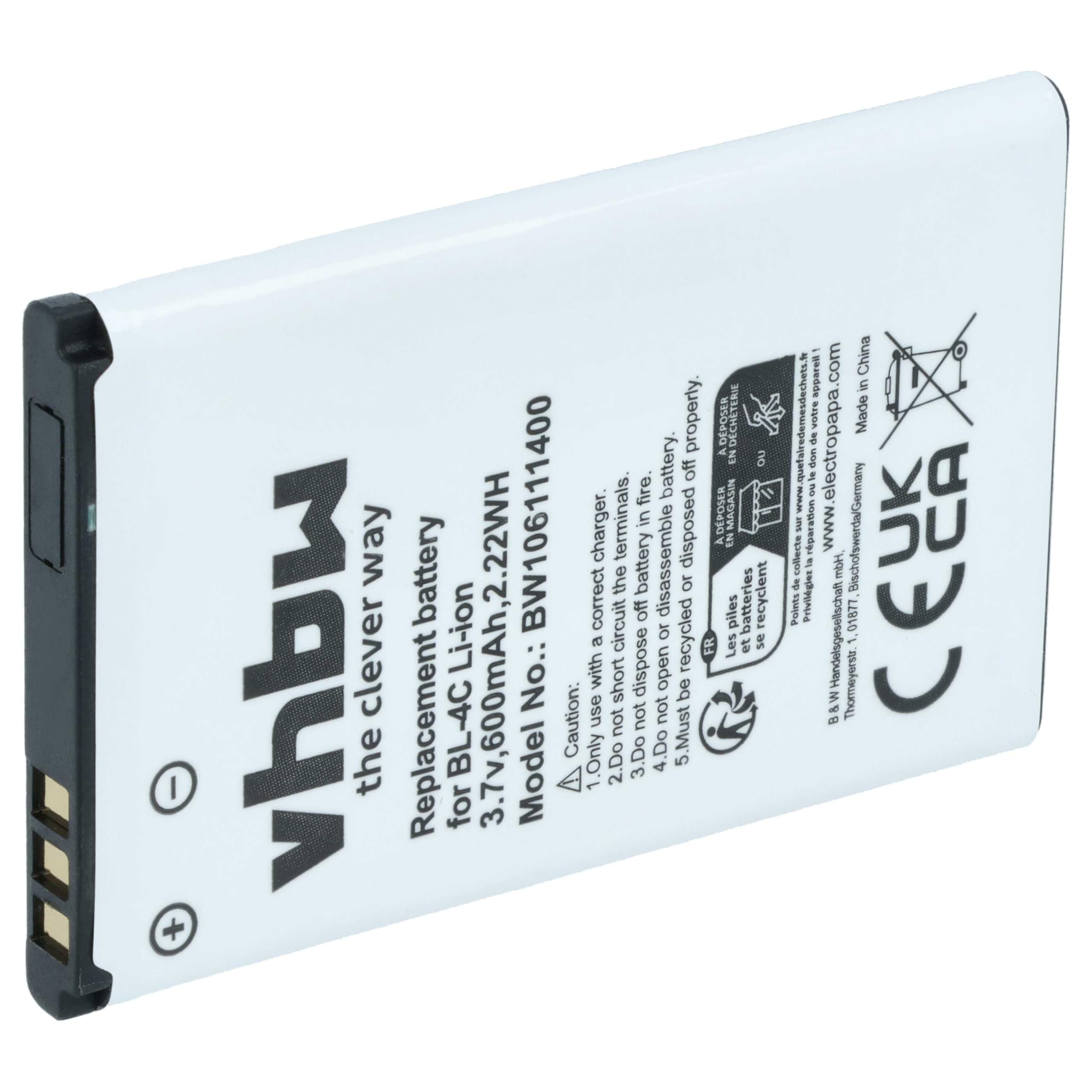 vhbw Batteria Smartphone 600mAh 3.7V Li-Ion 1 Pezzo