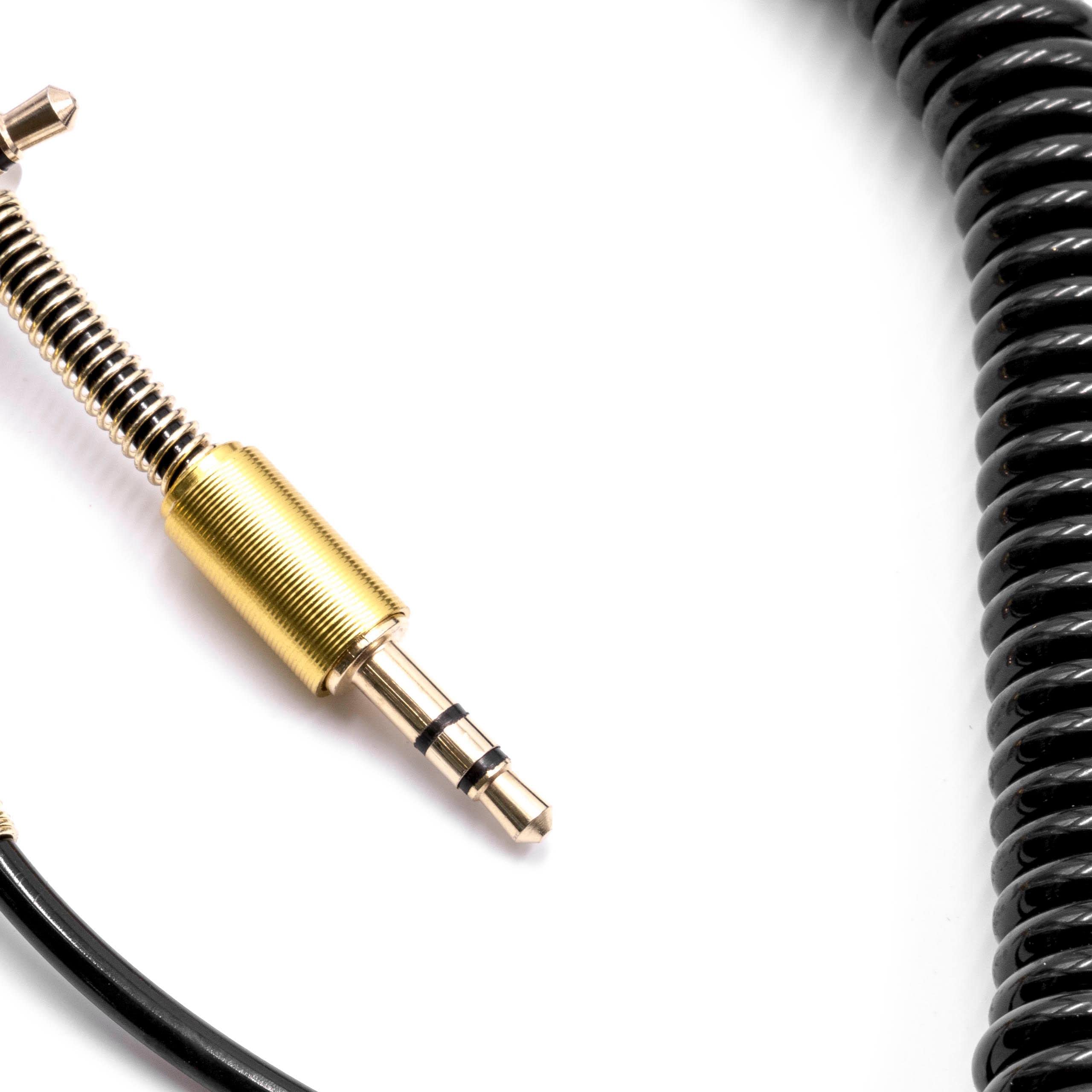 vhbw Cavo Audio Jack 3,5 mm Stereo Spirale 150 cm Oro/Nero
