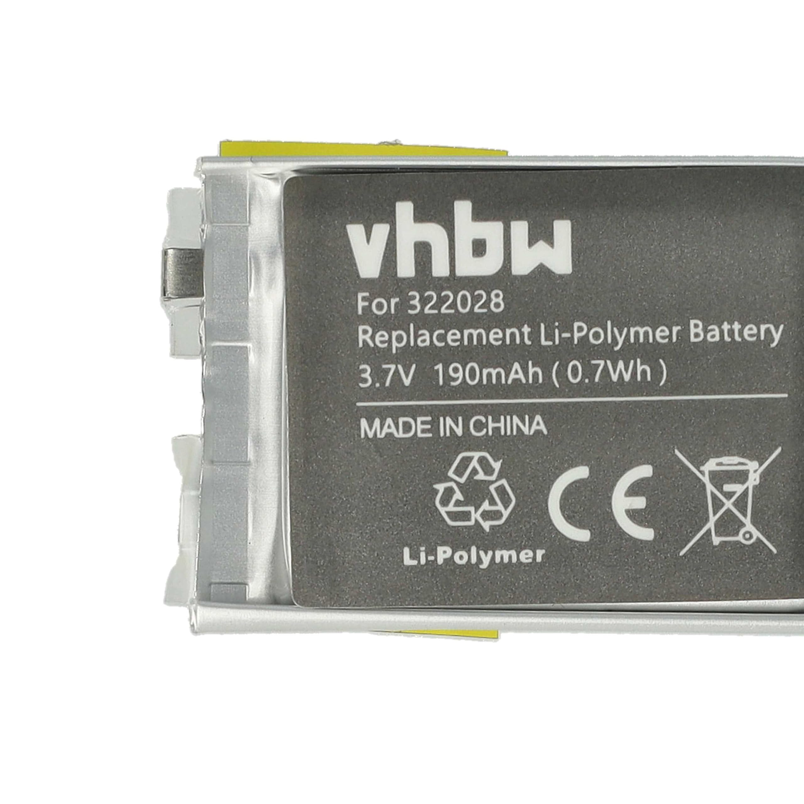 vhbw Batteria Smartwatch TomTom Golfer 1 190mAh Li-Poly