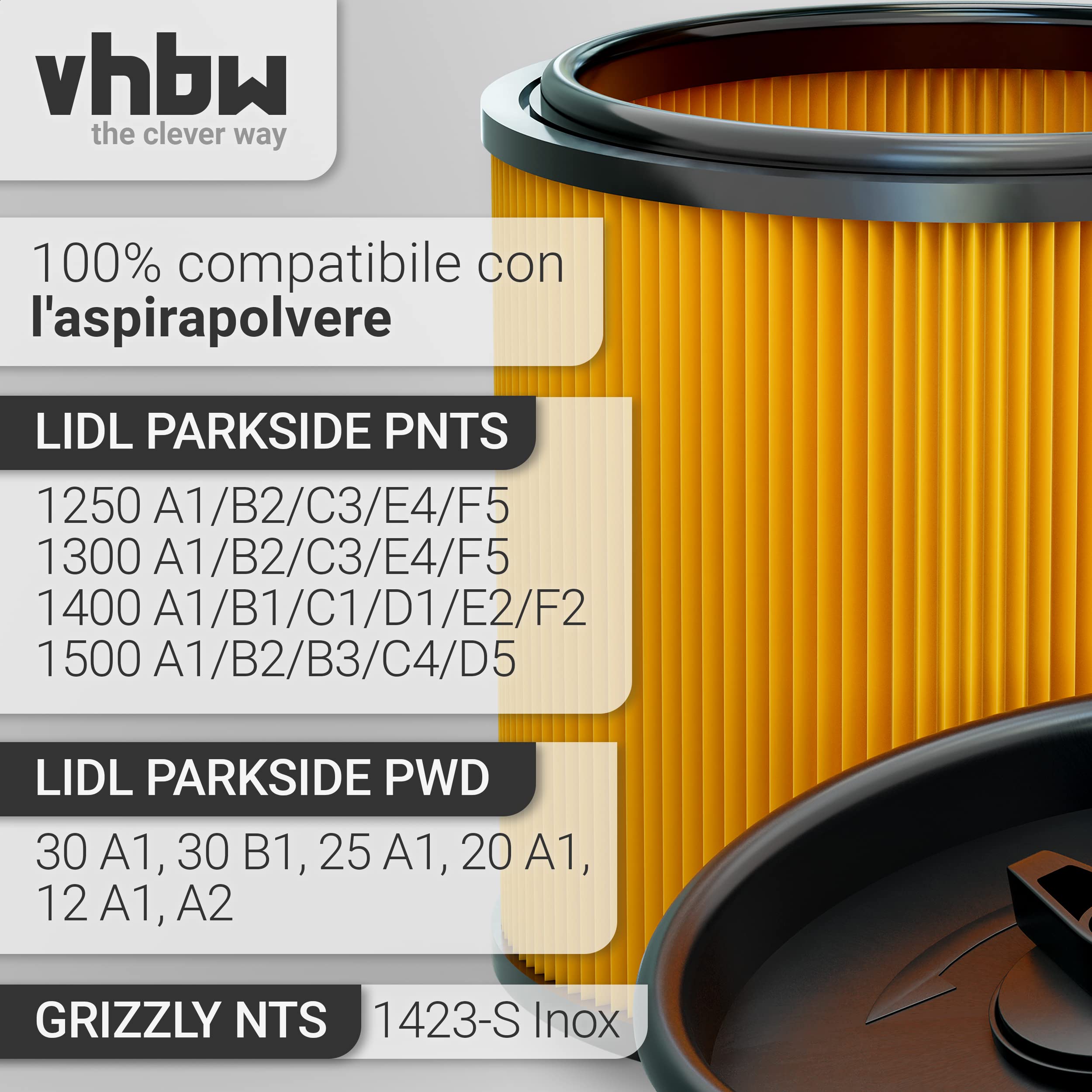 vhbw PNTS 1500 A1 filtro pieghettato aspiratore a secco