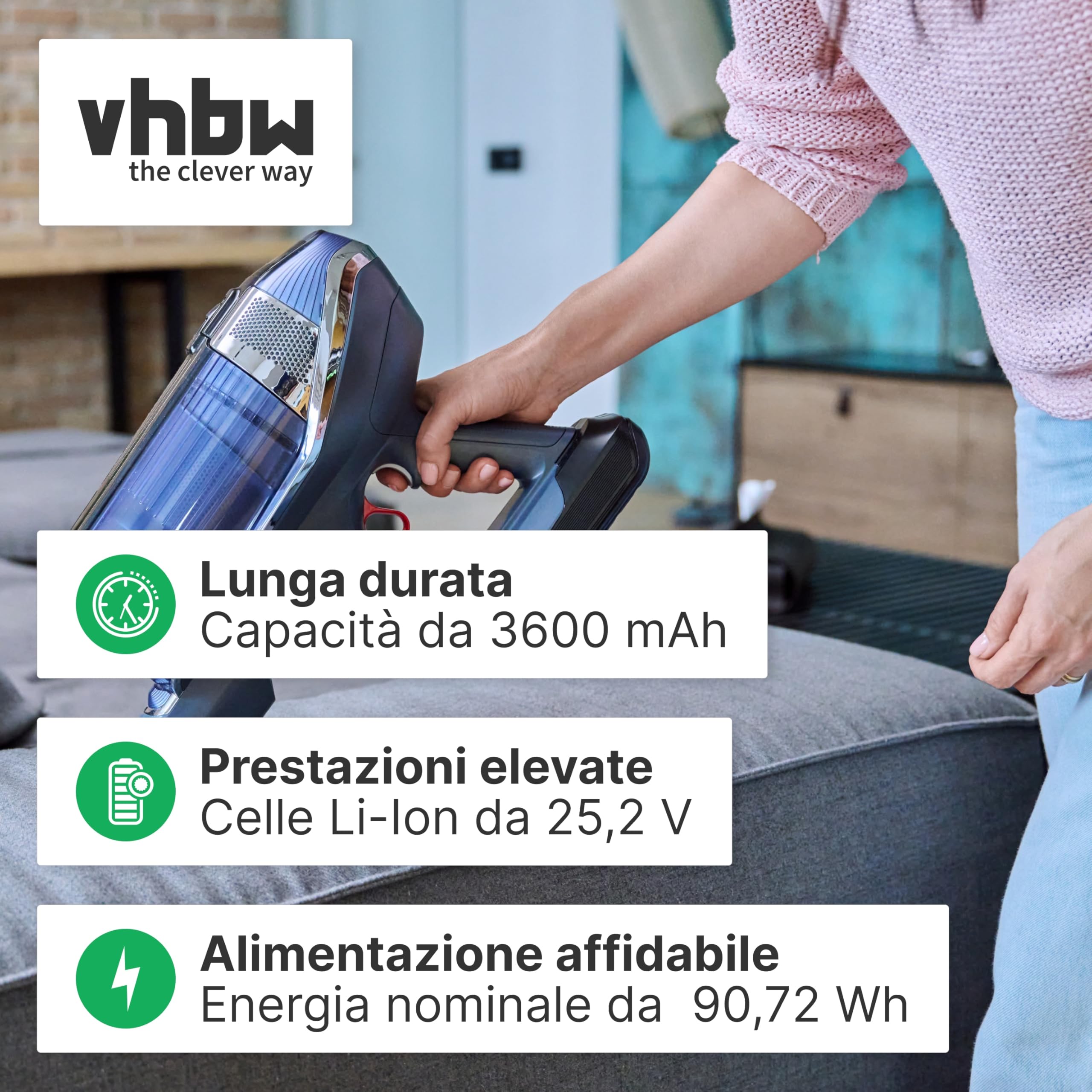 vhbw Batteria Li-Ion 3600mAh 25,2V per Dyson V15 Detect SV22