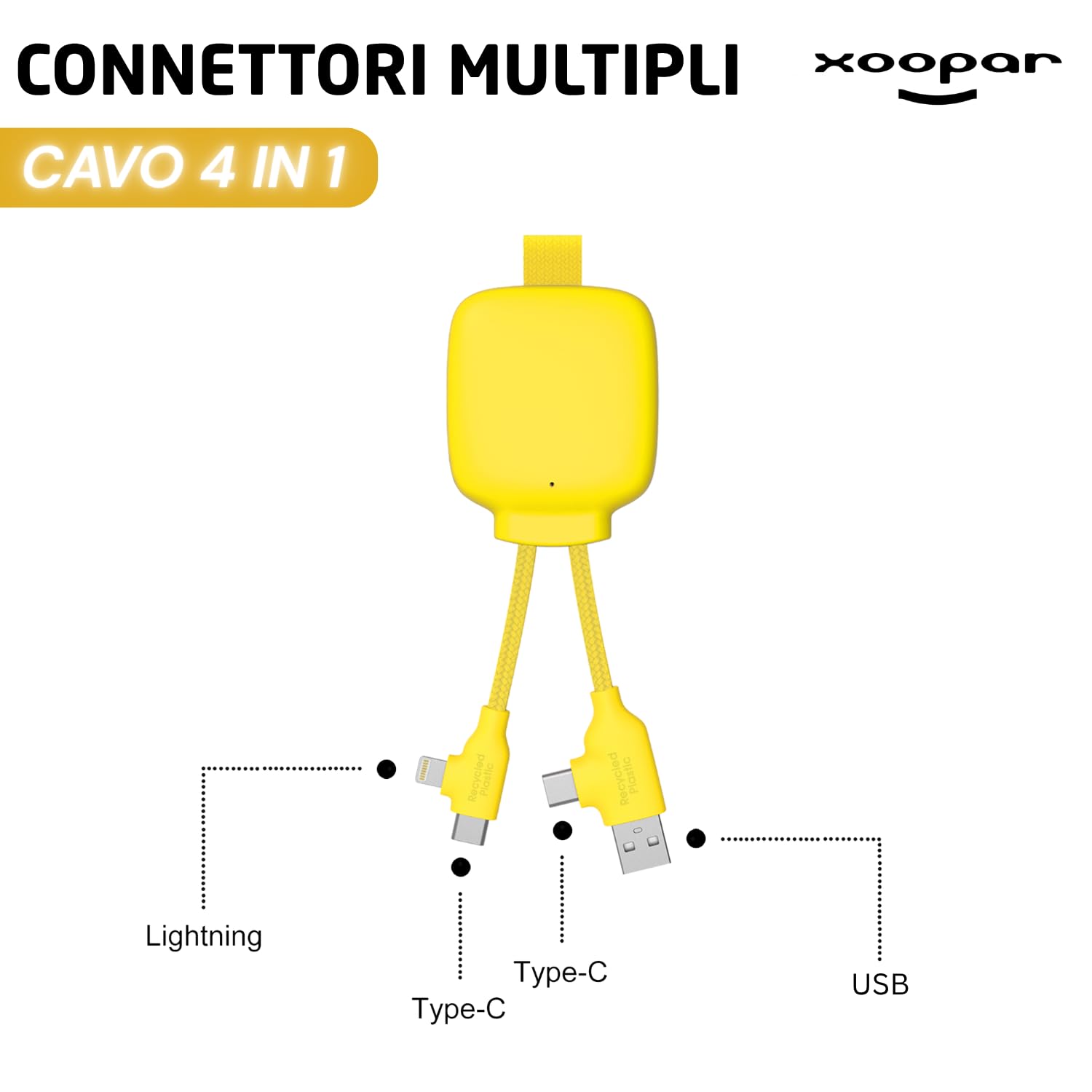 Xoopar Gamma Lite power bank 3000mAh gialla 4 in 1