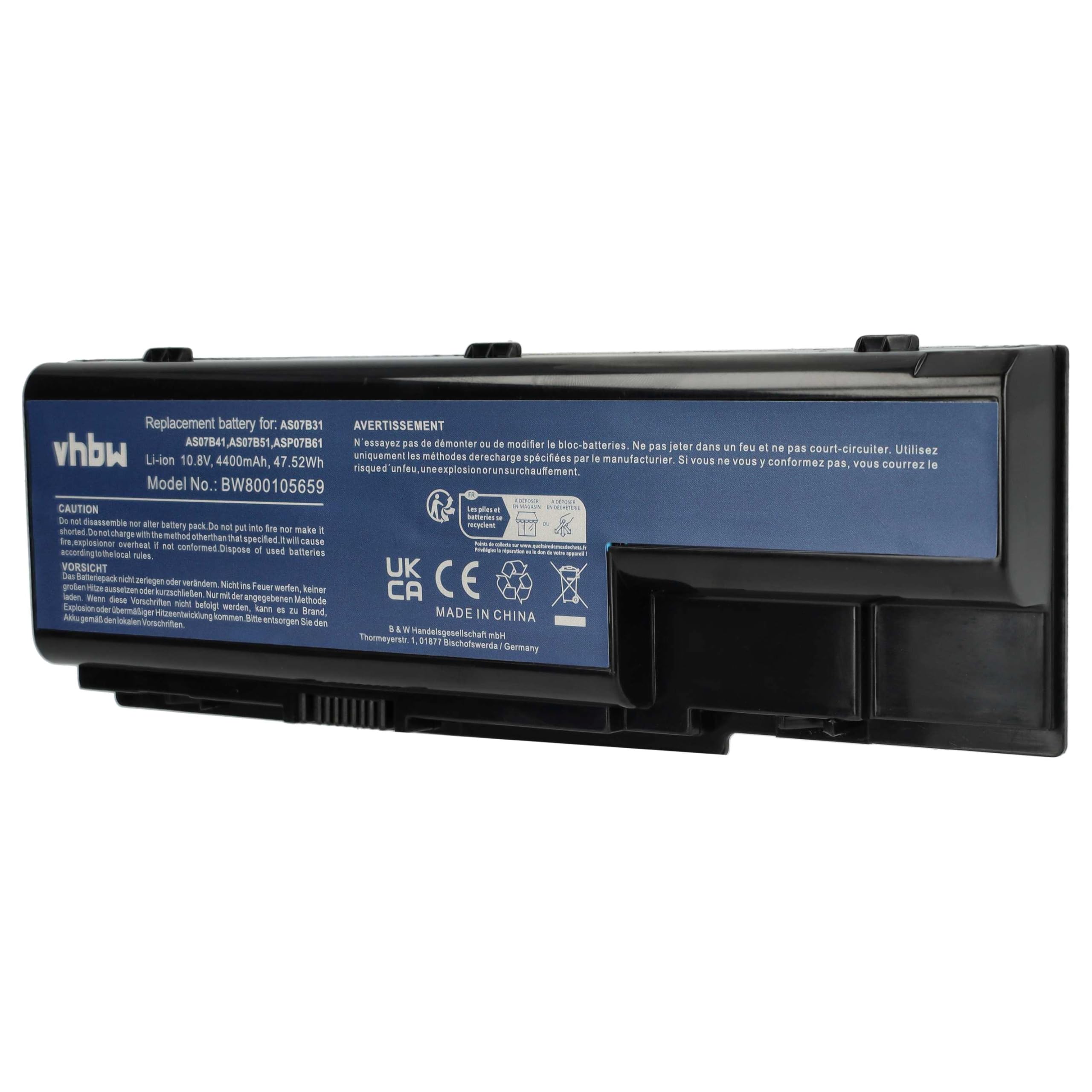 vhbw Batteria Notebook AS07B32 4400mAh per Acer Aspire