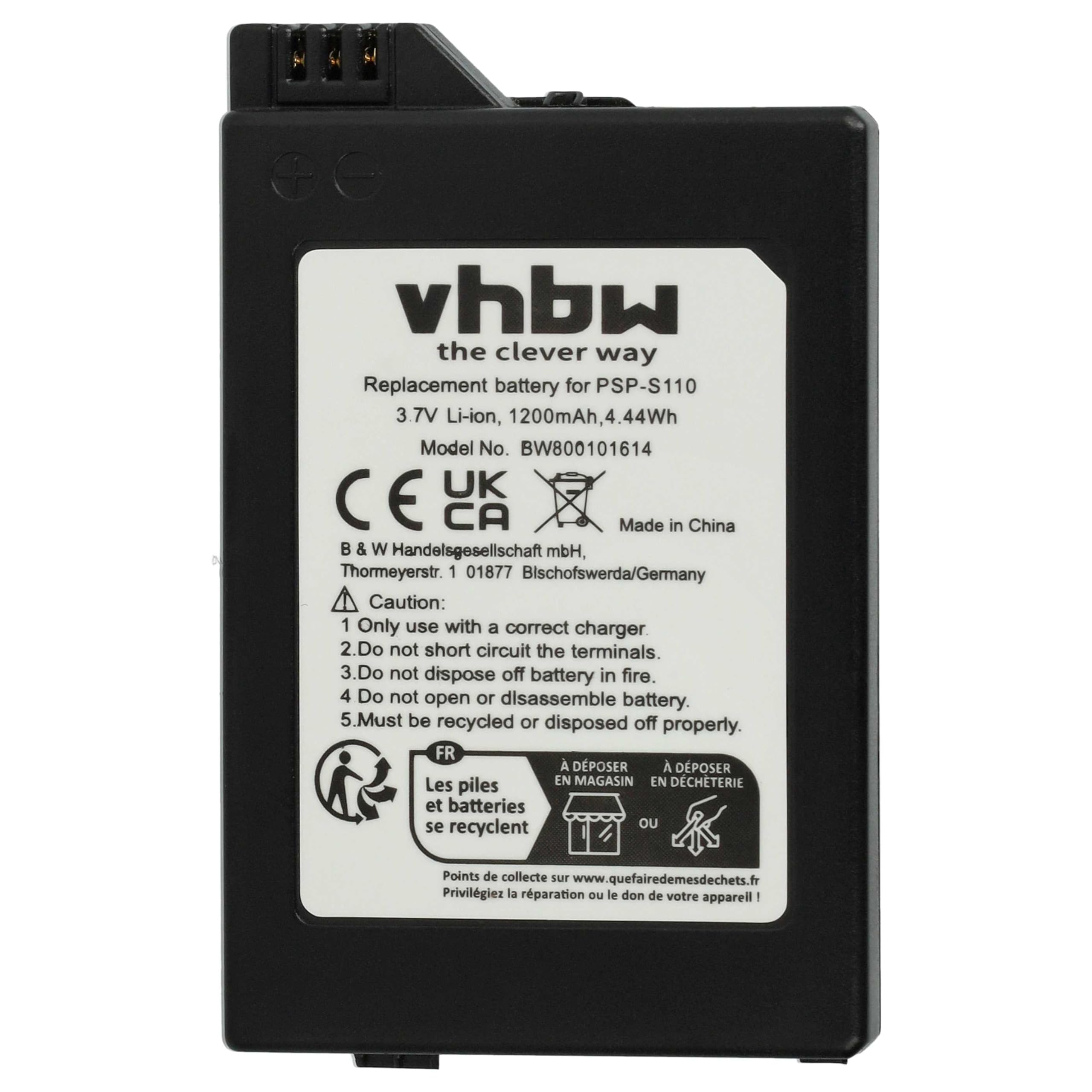 vhbw PSP-S110 batteria console PSP-2000 1200mAh 1 pezzo