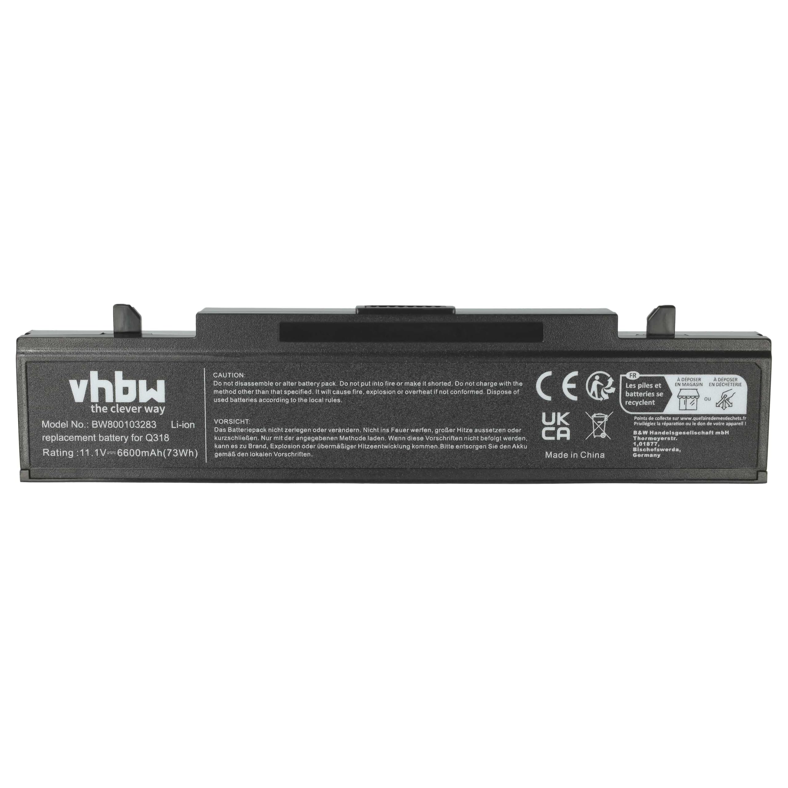 vhbw Batteria laptop 6600mAh 11,1V per Samsung R719 Li-Ion