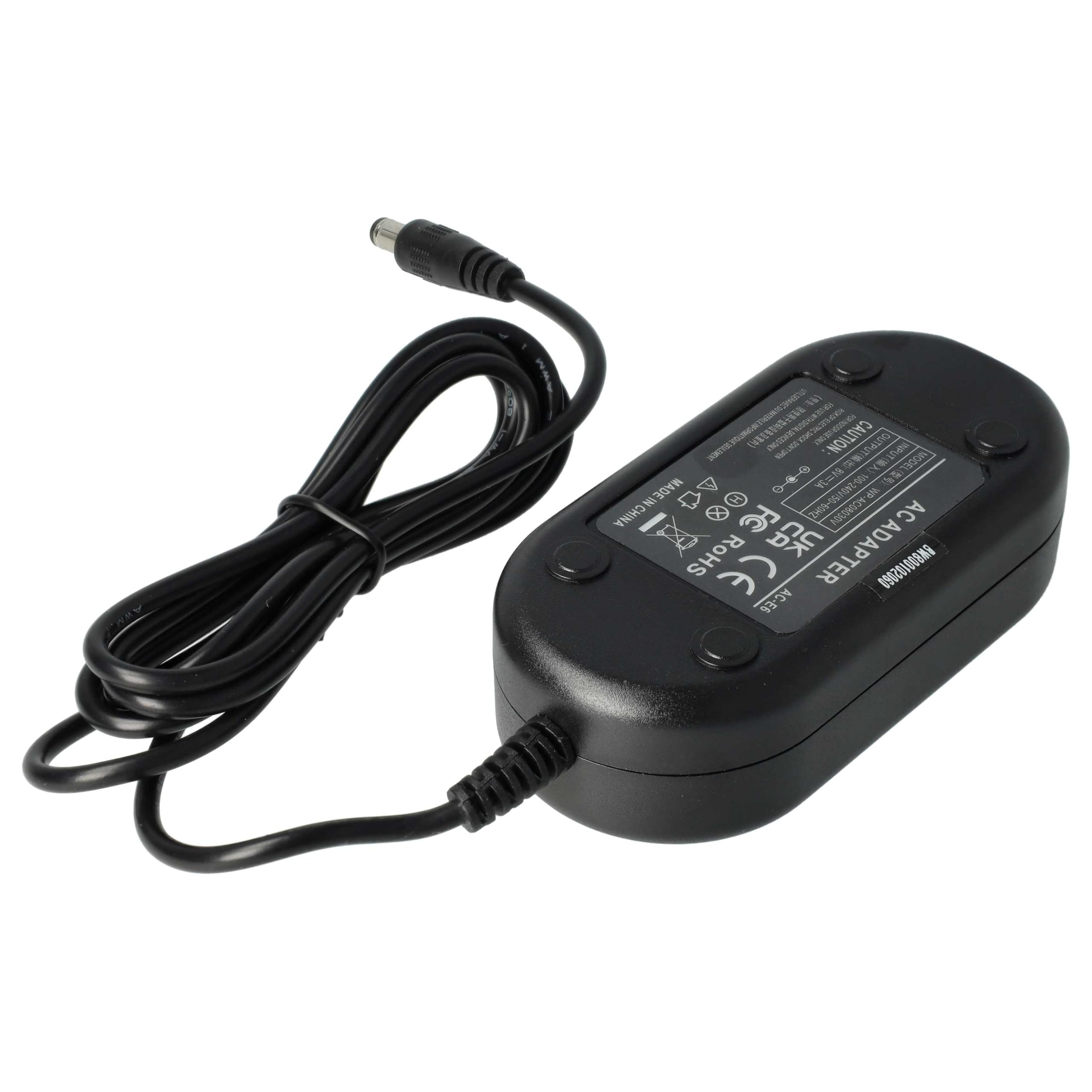 vhbw Alimentatore ACK-E6 + DR-E6 Fotocamera Canon 2m Nero