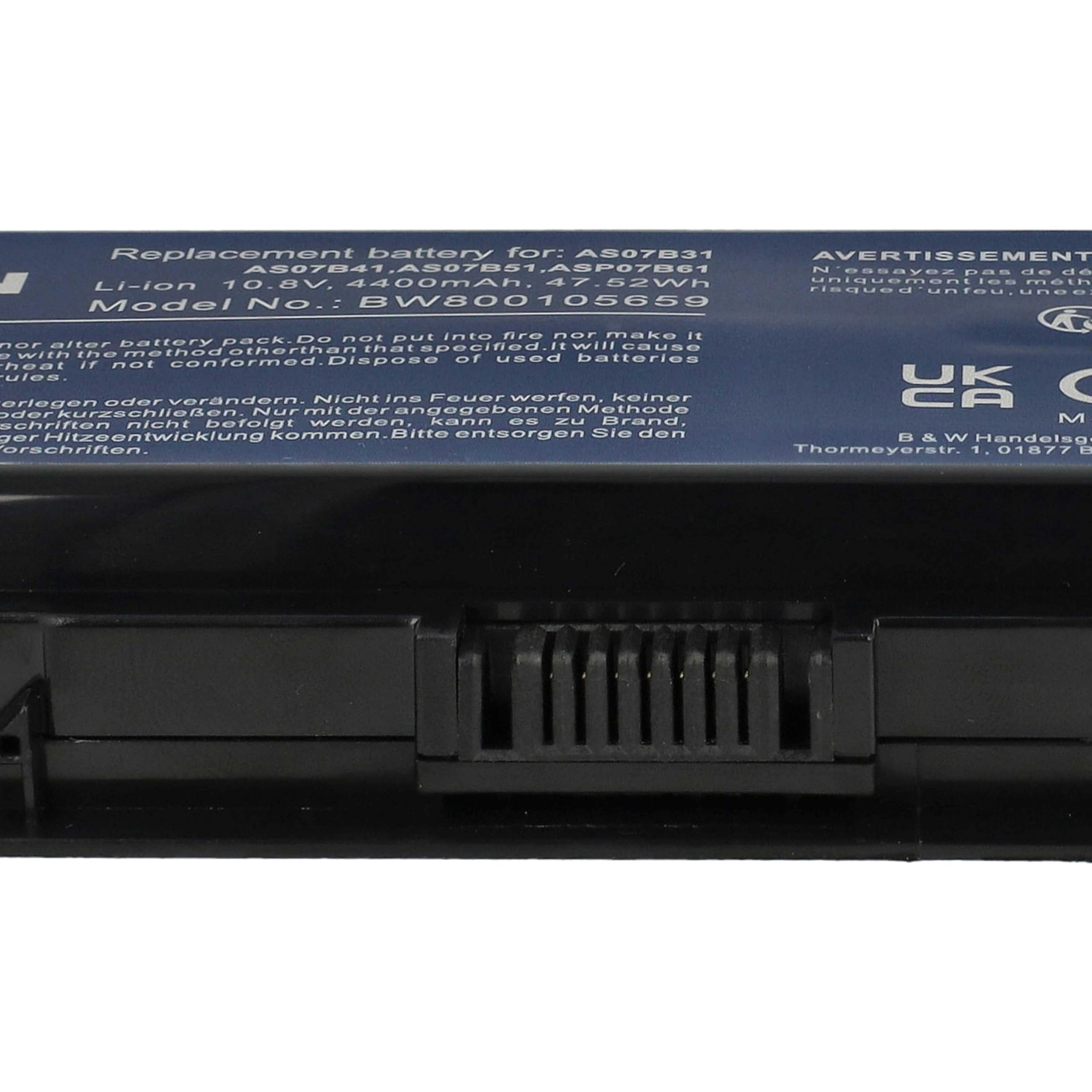vhbw Batteria Notebook AS07B32 4400mAh per Acer Aspire