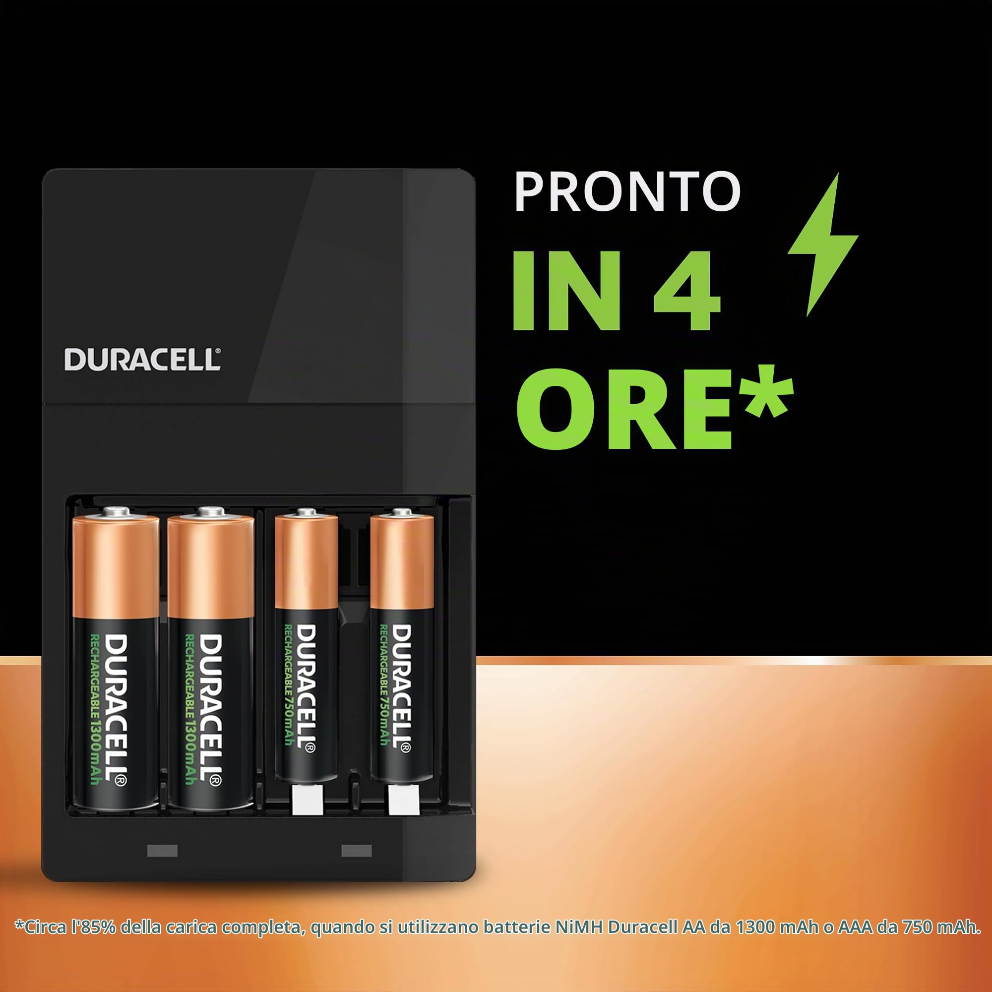 Duracell Hi-Speed caricabatterie con 2 AA + 2 AAA ricaricabili