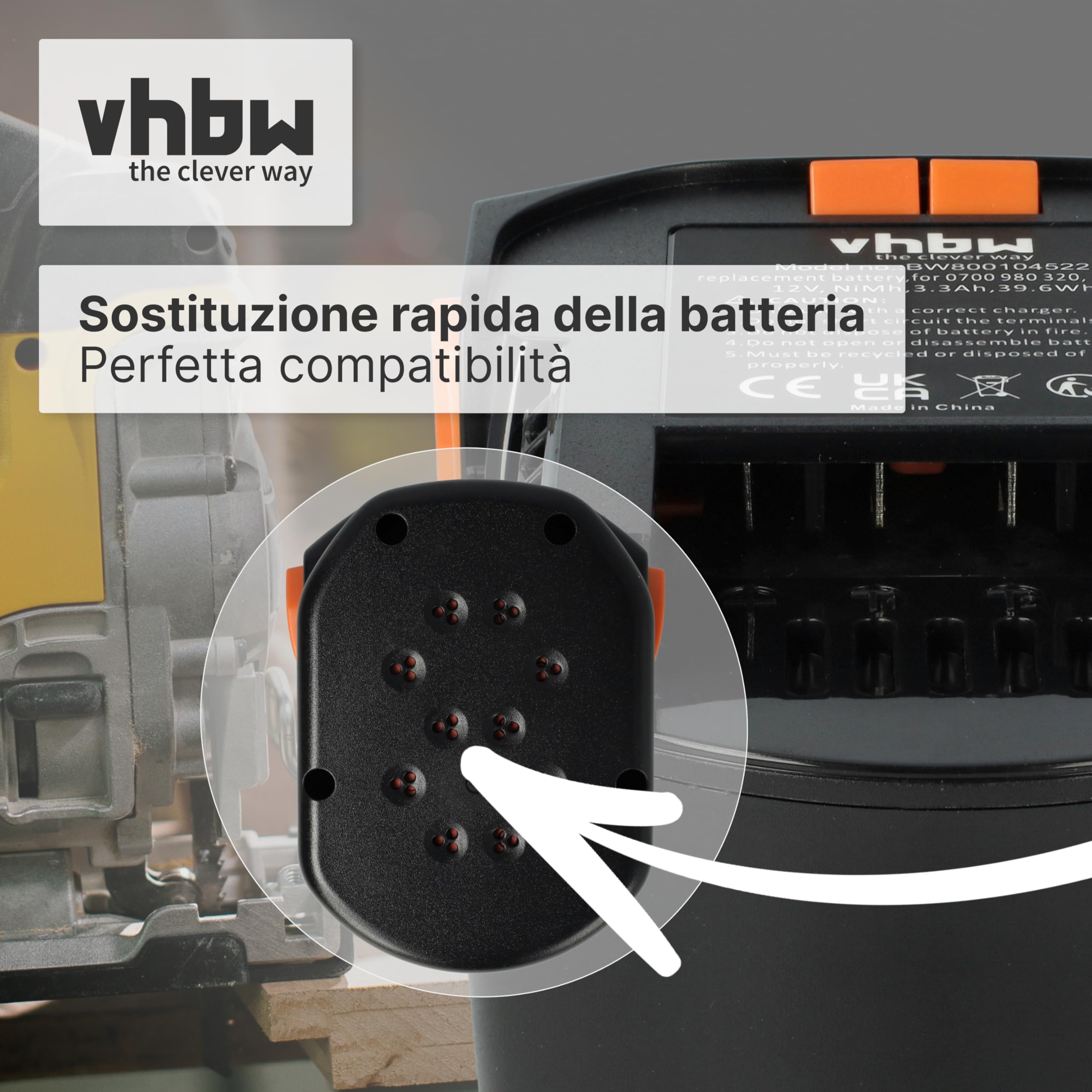 vhbw B1215R batteria utensili AEG BSB 12 STX NiMH 3300mAh 12V
