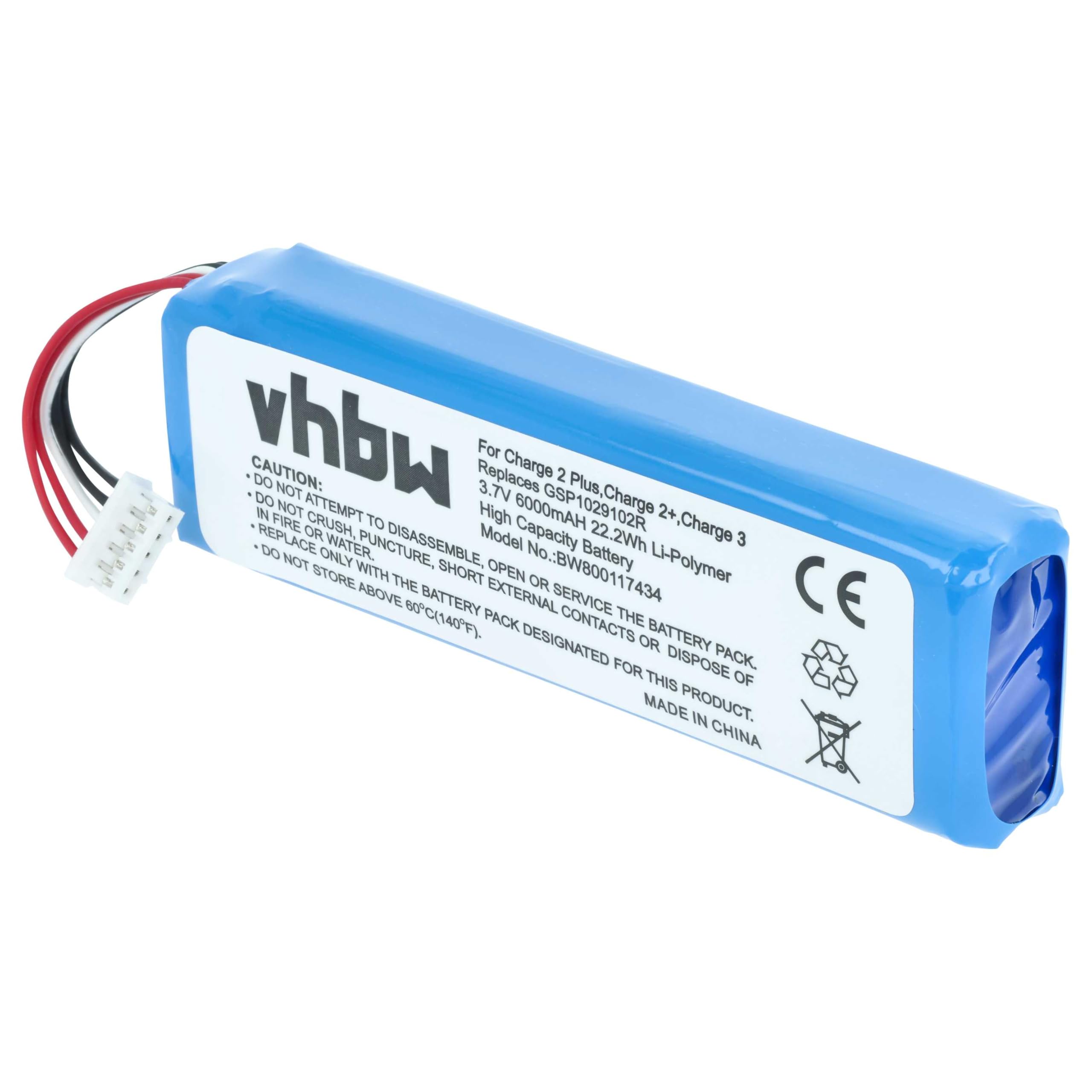 vhbw Batteria Cassa Bluetooth 6000mAh per JBL Charge 3 Li-Poly