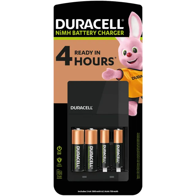 Duracell Hi-Speed caricabatterie con 2 AA + 2 AAA ricaricabili
