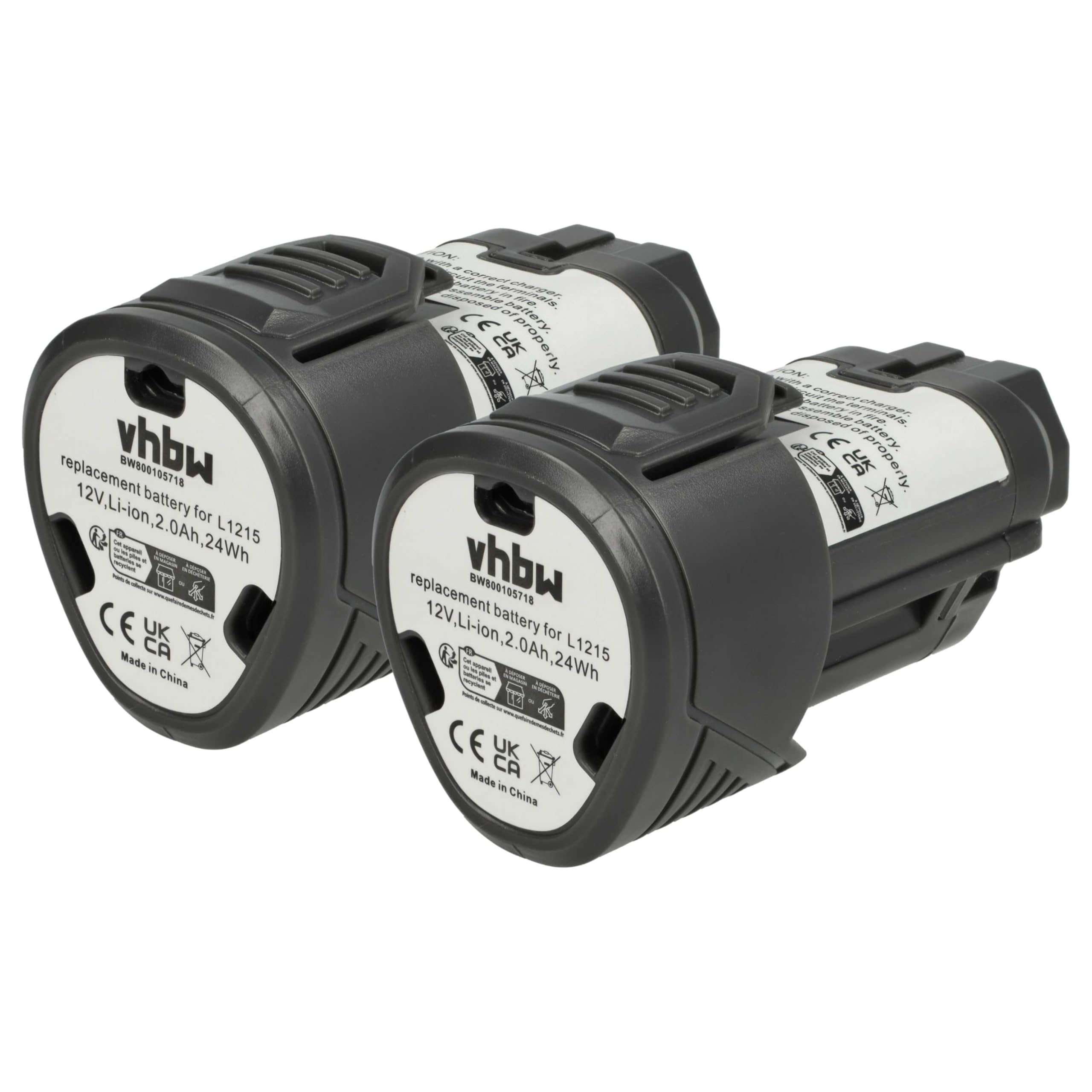 vhbw 2x Batteria 12V 2000mAh per AEG Utensile Li-Ion