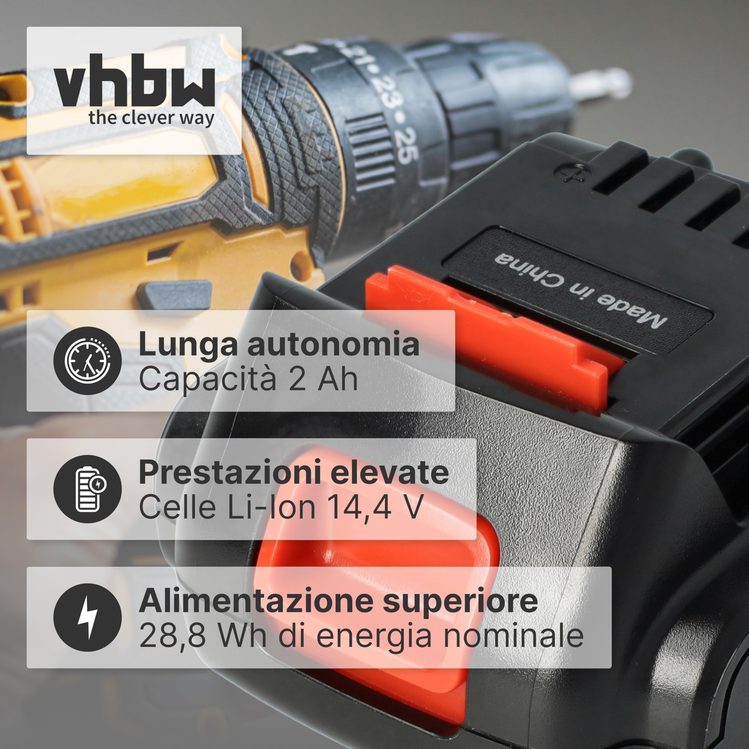 vhbw ASL146 batteria utensile 14,4V 2000mAh Li-Ion