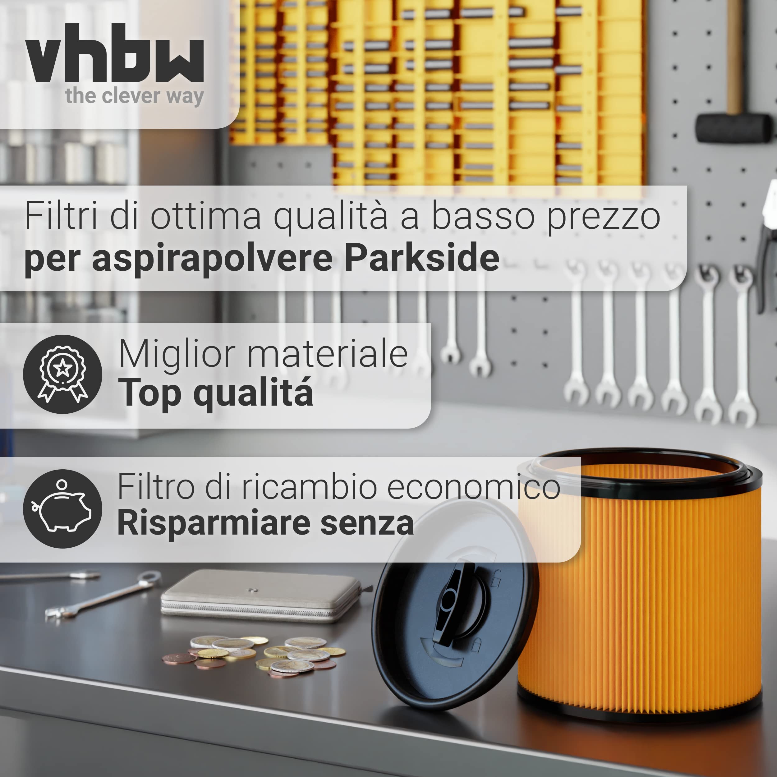 vhbw PNTS 1500 A1 filtro pieghettato aspiratore a secco