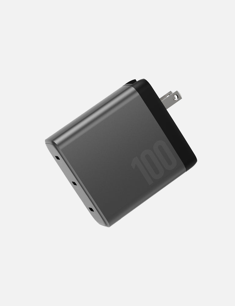 Energea AmpCharge GaN100 caricatore muro 100W 3 USB-C Gunmetal
