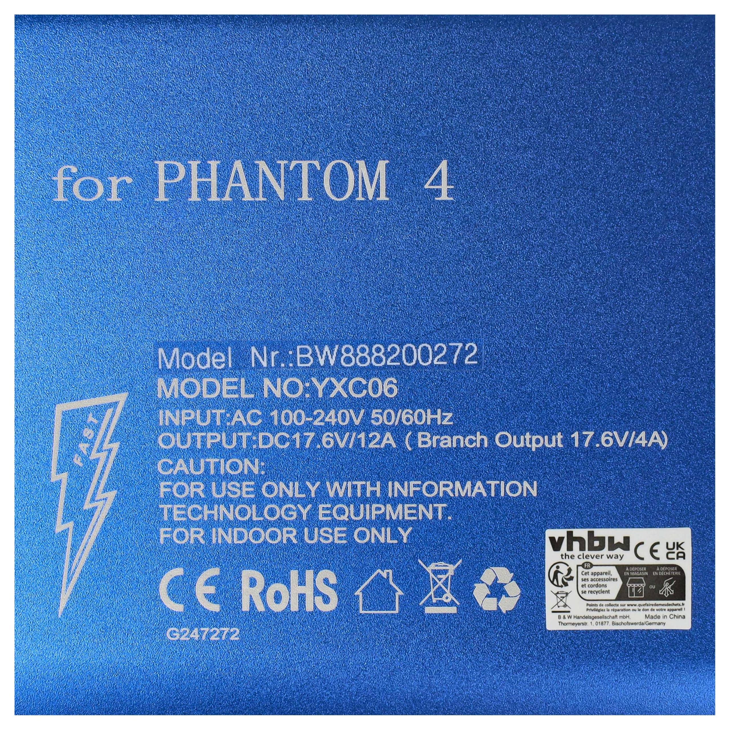 vhbw Caricabatterie DJI Phantom 4 multiplo 3-in-1 blu-nero