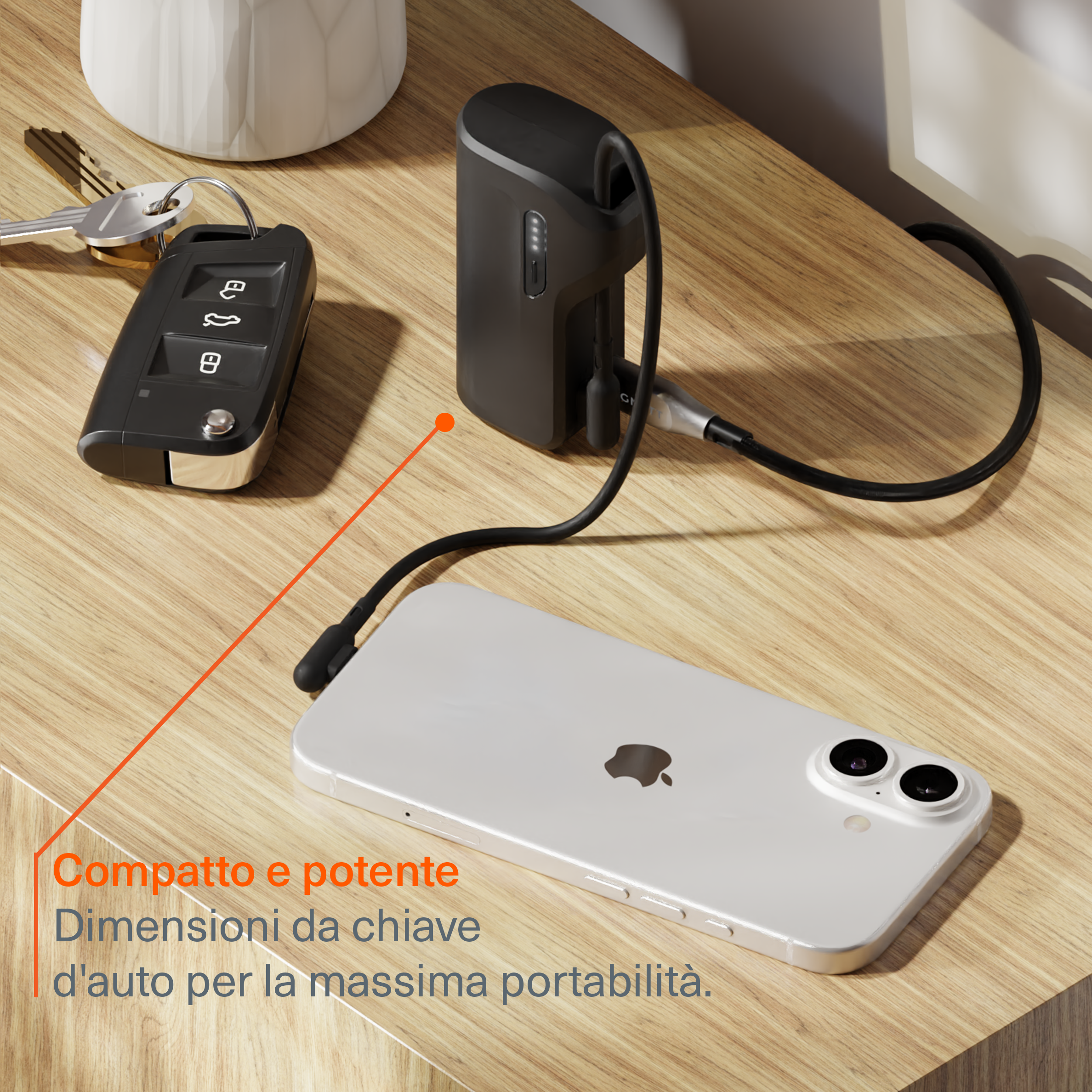 Cygnett Thumboost 5K power bank 5000mAh nero con cavo