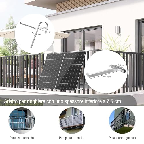Leicke ULL staffa per pannello solare balcone alluminio