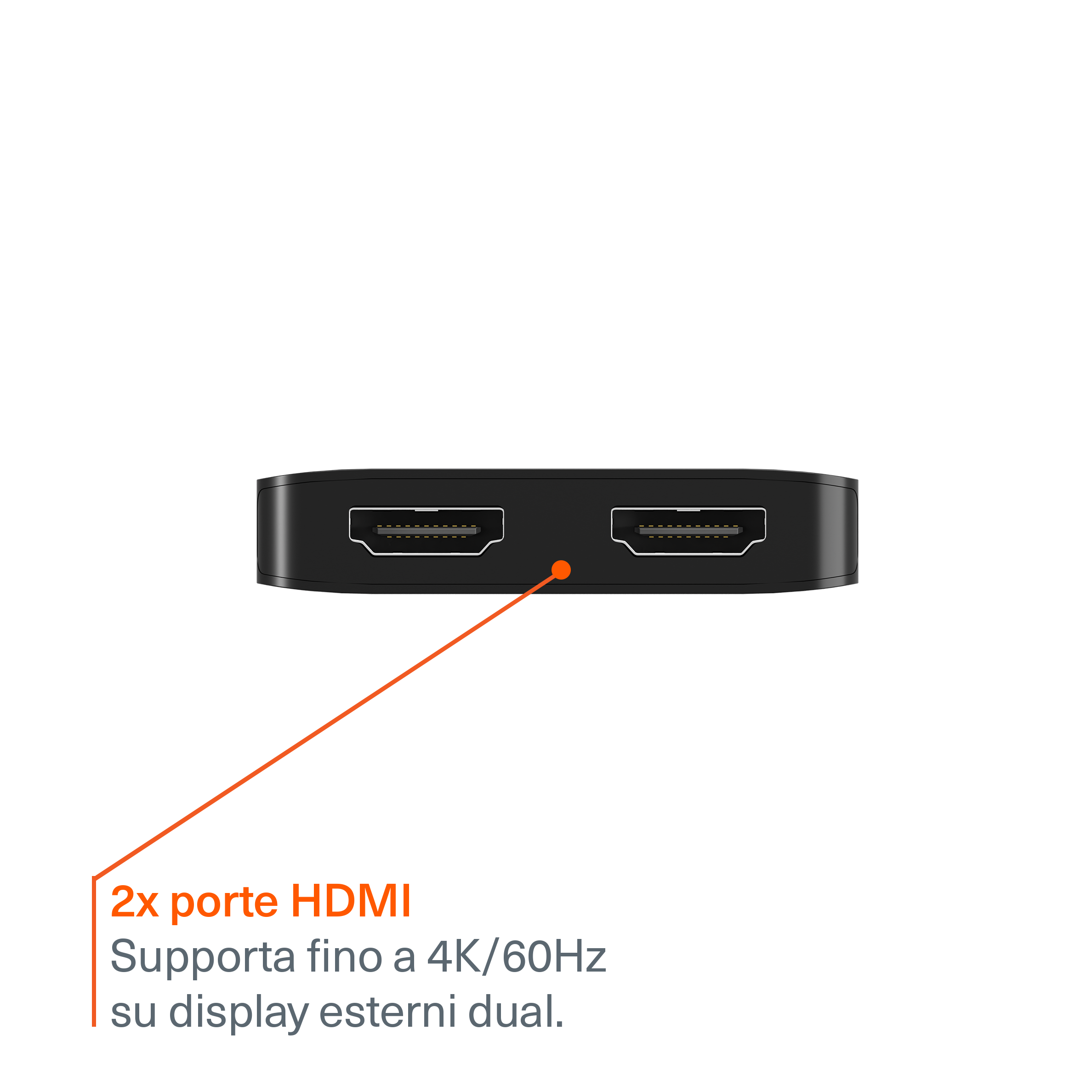 Cygnett Hub USB-C 2-in-1 doppia HDMI cavo 15 cm 4K 60Hz