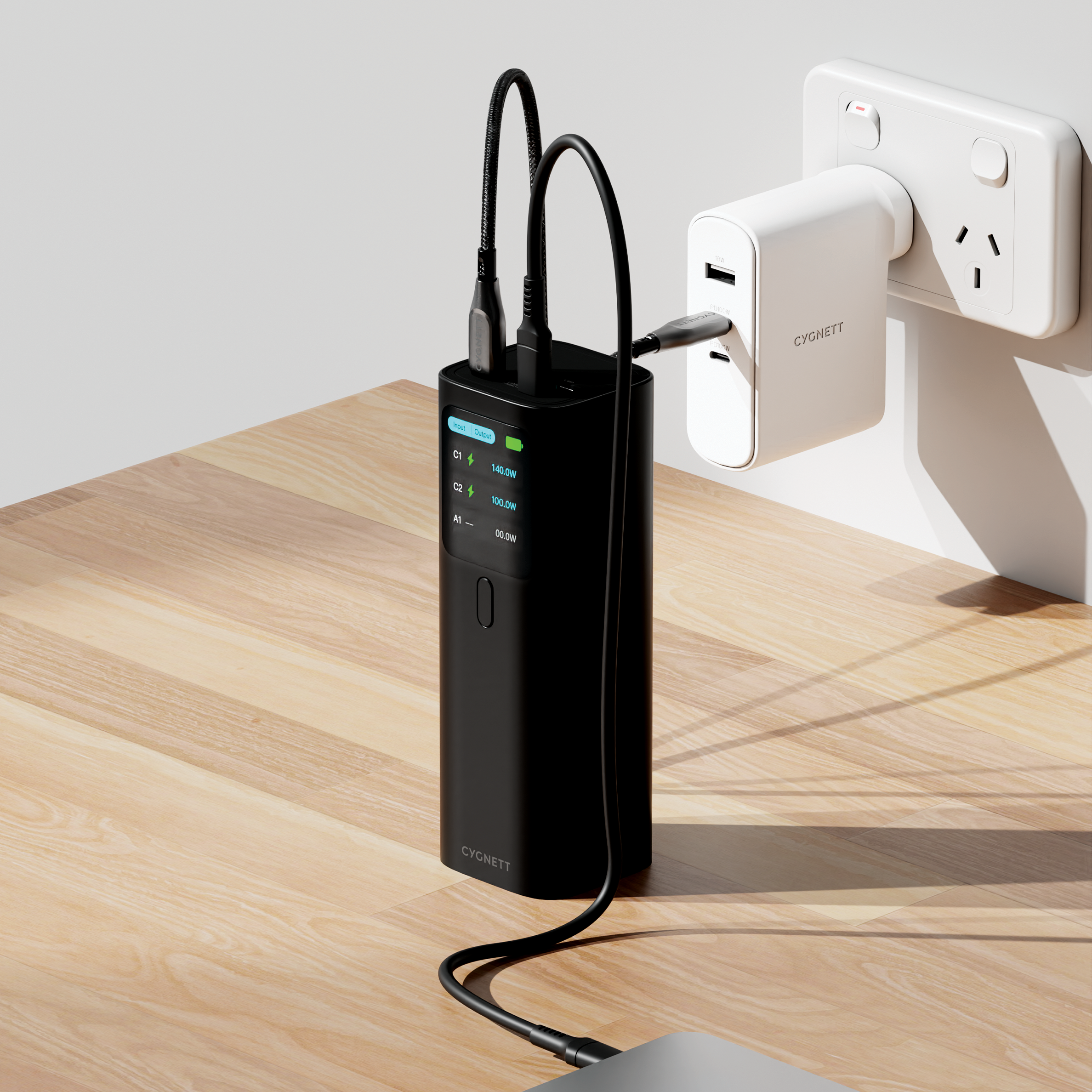 Cygnett HighPWR power bank laptop 27000mAh nero 148W custodia