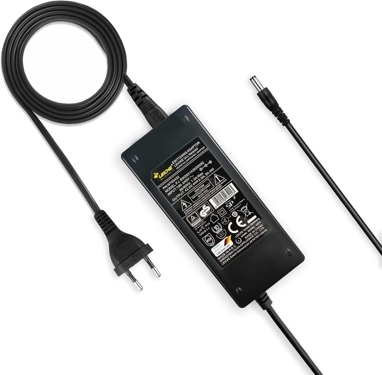 Leicke 42V 2A caricabatterie bici elettrica 84W TÜV