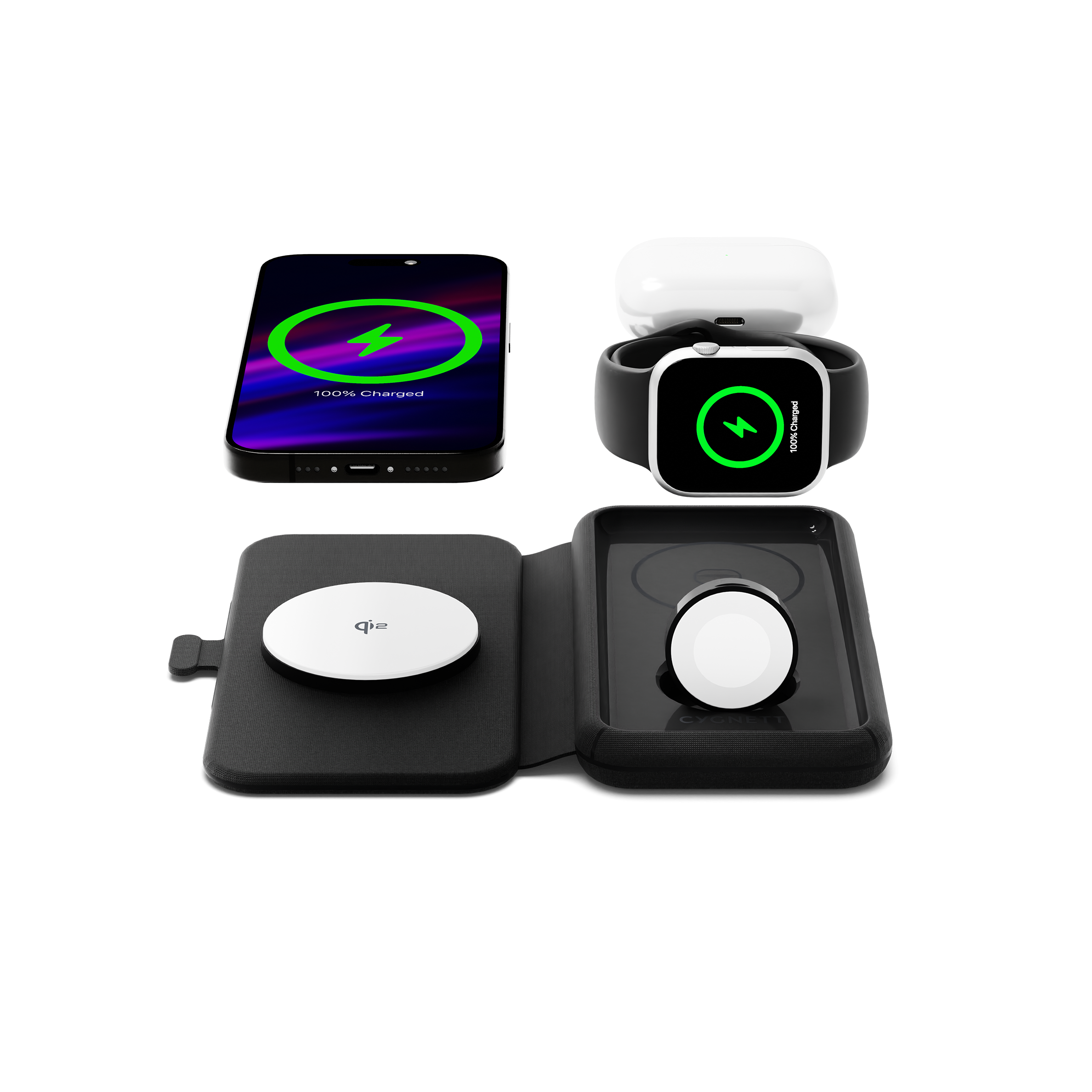 Cygnett MagTravel Caricatore Wireless Qi2.0 3-in-1 25W