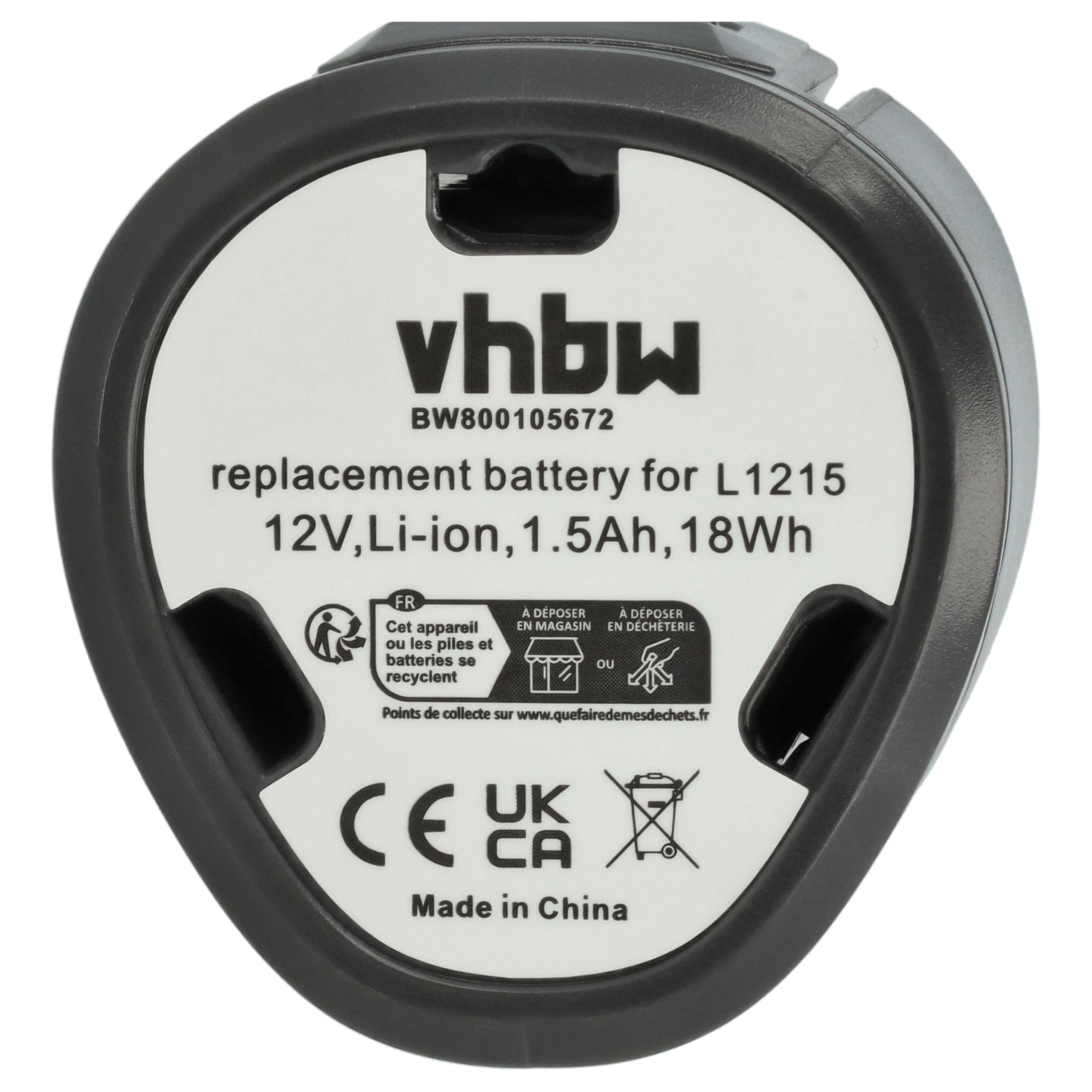vhbw 2 Batterie per AEG BLL12C 12V 1500mAh Li-Ion