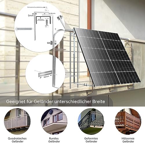 Leicke Supporto pannello solare balcone alluminio lungo
