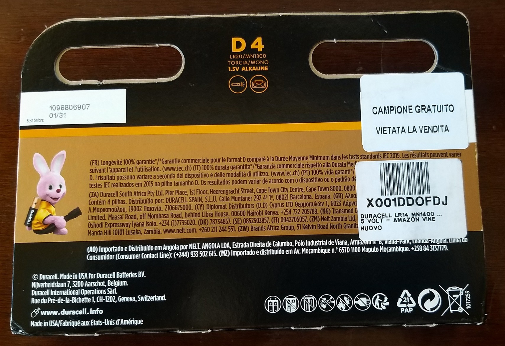 Duracell Plus Batterie Alcaline D LR20 4pz lunga durata