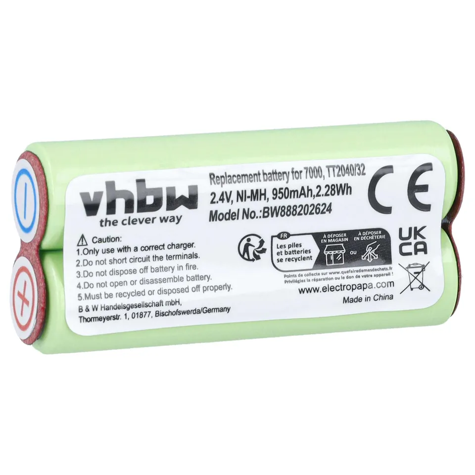 vhbw Batteria per Philips BG2040/34 950mAh NiMH