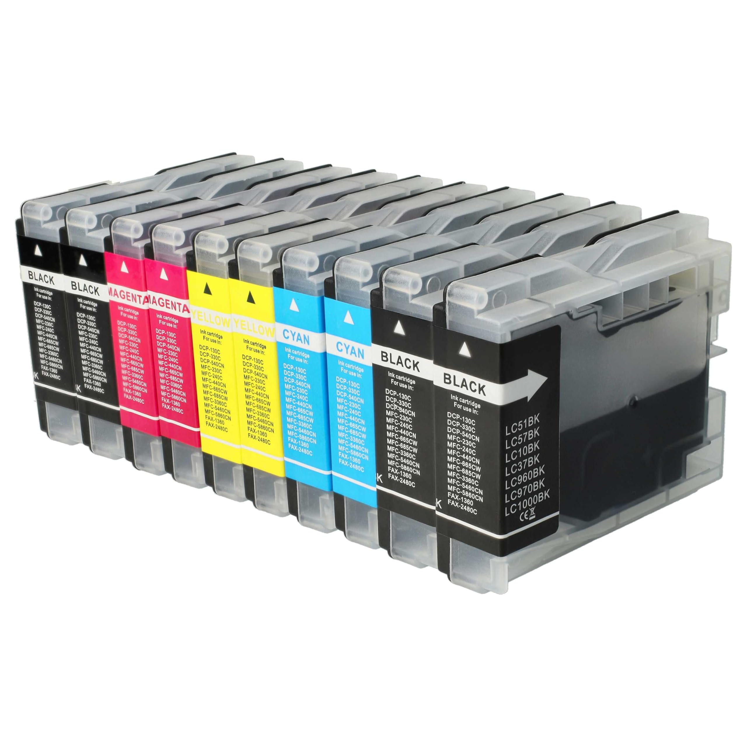 vhbw Cartucce stampante LC-970 LC-1000 10 pezzi per Brother