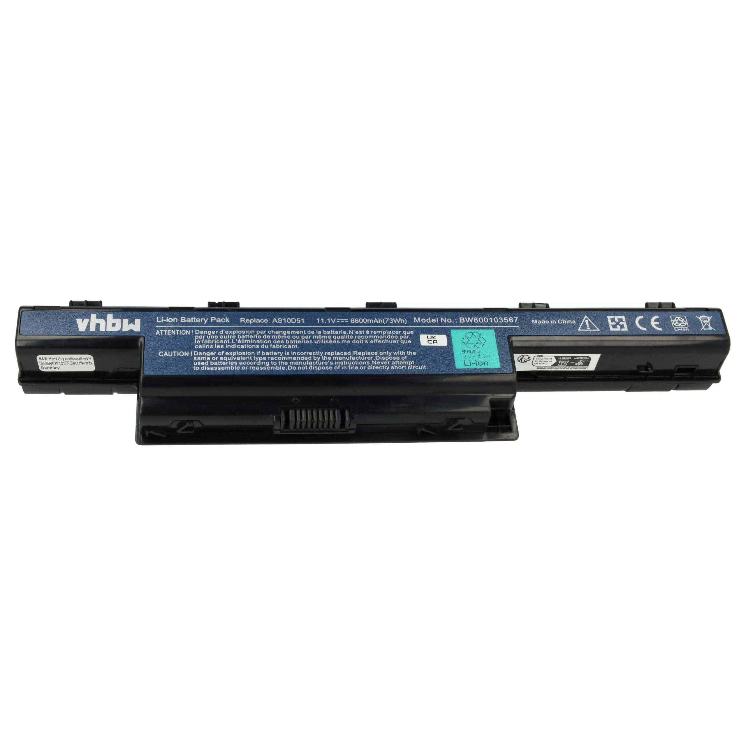 vhbw Batteria notebook AS10D31 6600mAh per Acer TravelMate