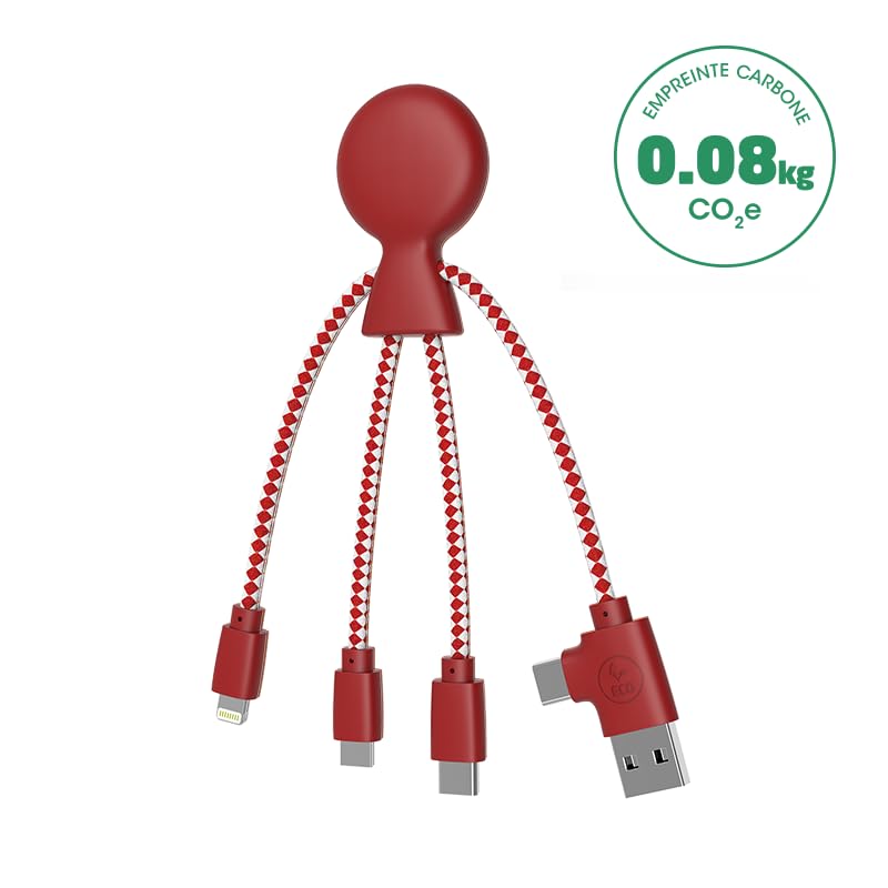 Xoopar Mr Bio 4 in 1 cavo USB multiplo rosso biodegradabile