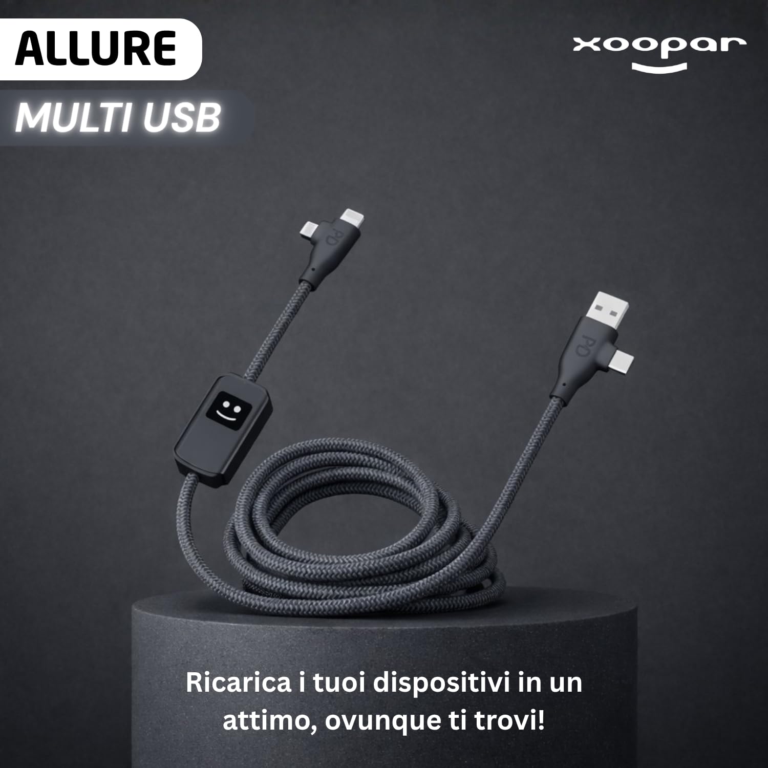 Xoopar Allure Cavo USB 3 in 1 100W Nero 1 m