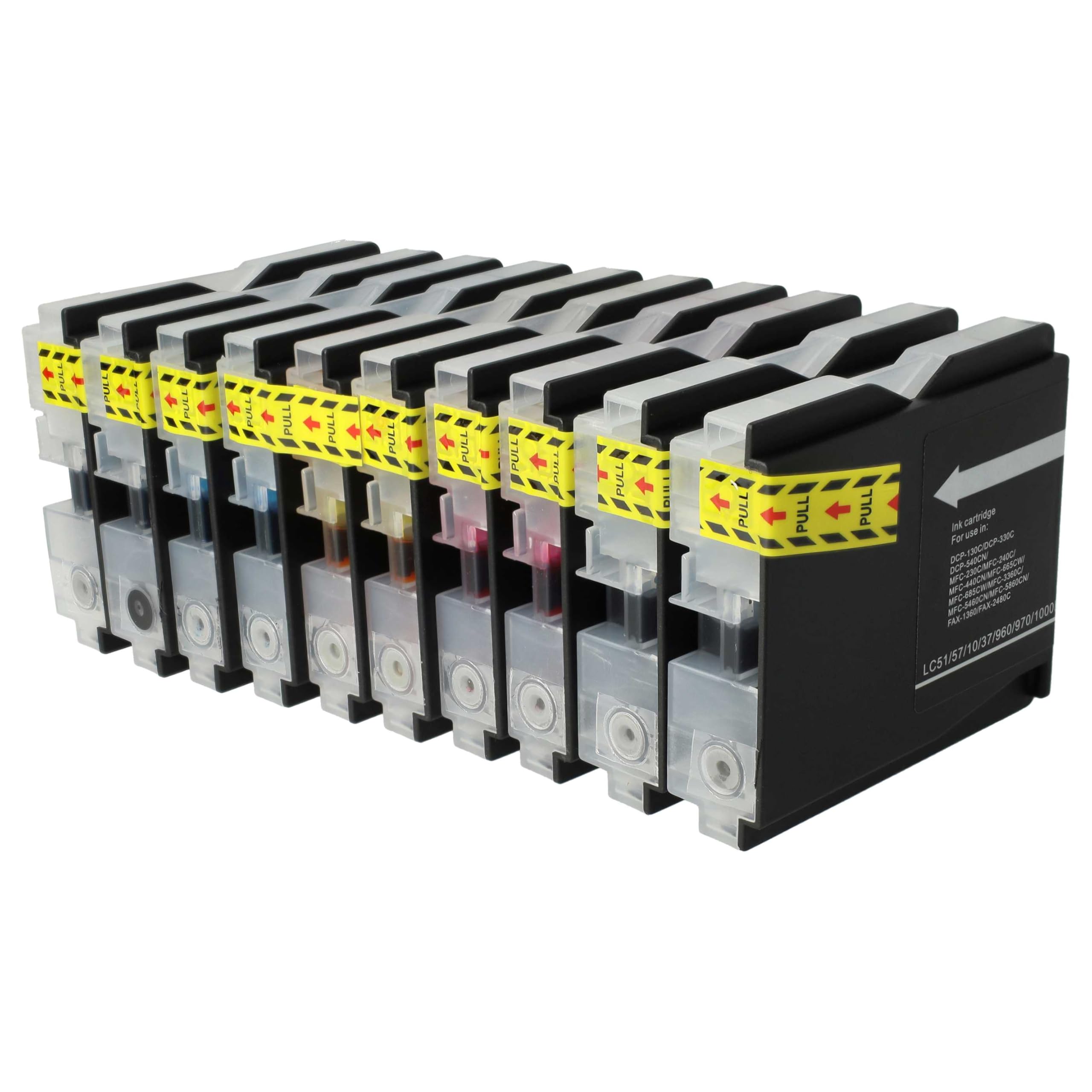 vhbw Cartucce stampante LC-970 LC-1000 10 pezzi per Brother