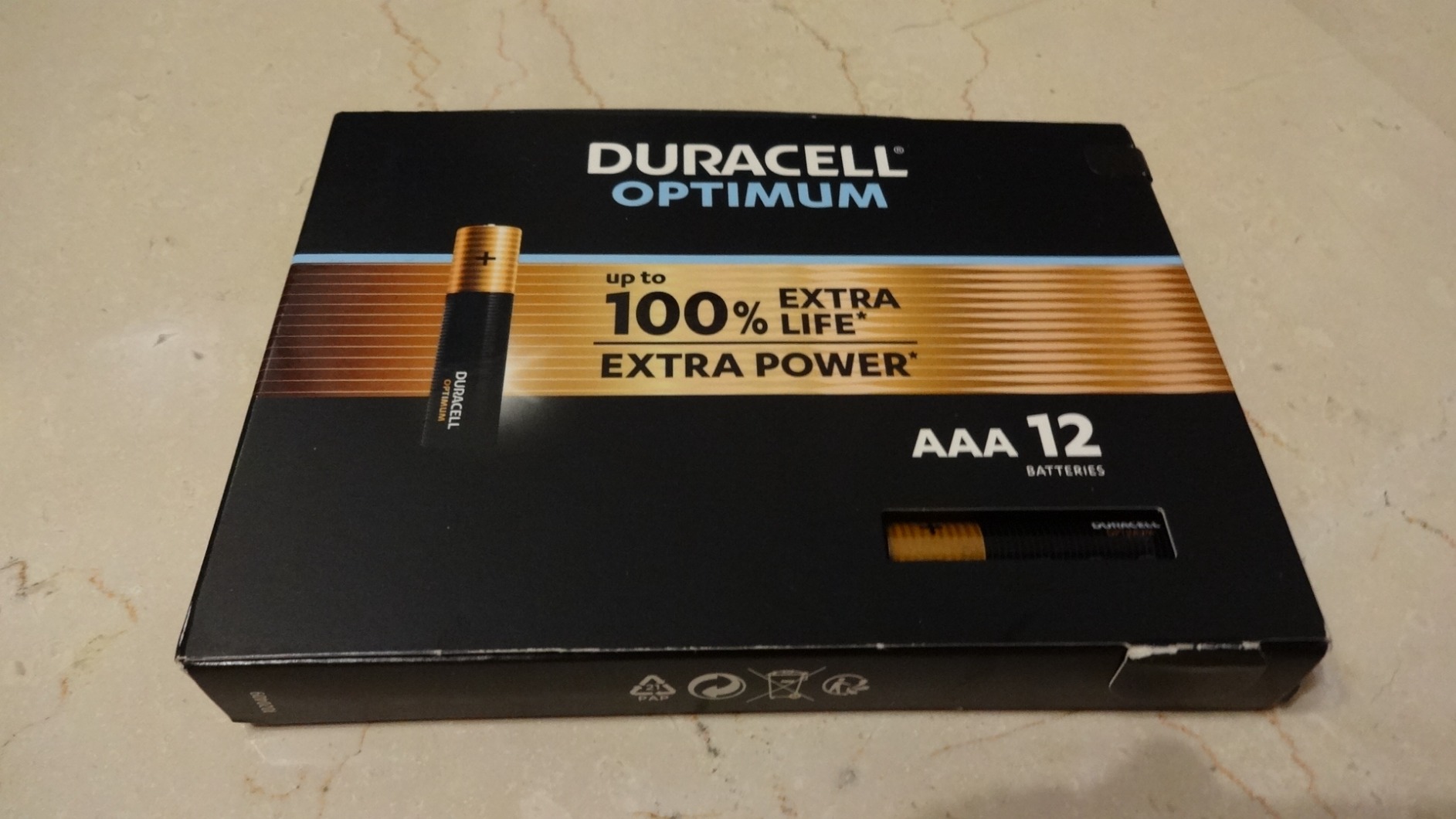 Duracell Optimum AAA batterie alcaline 12 pezzi power boost