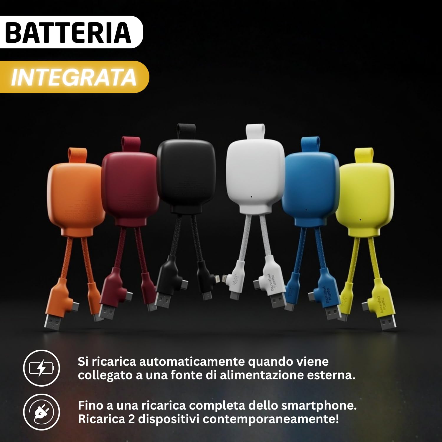 Xoopar Gamma Lite power bank 3000mAh gialla 4 in 1