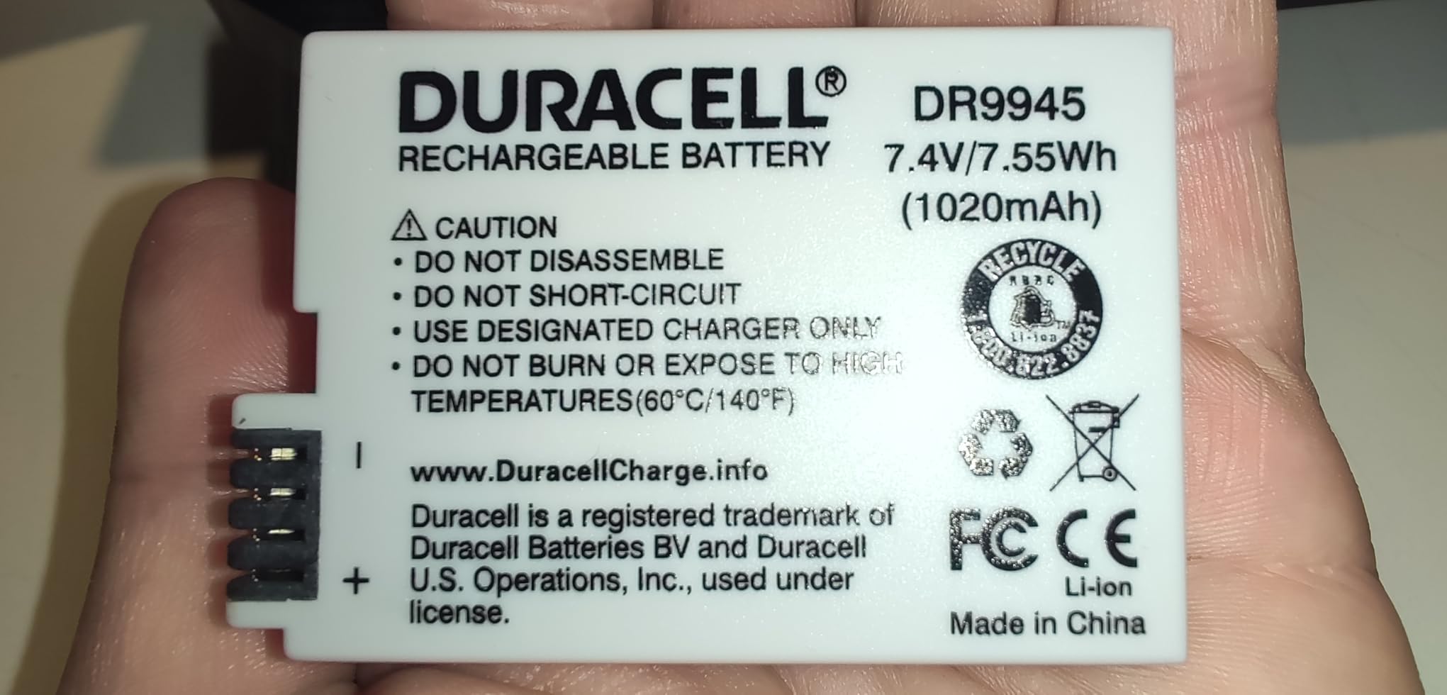 Duracell DR9945 Batteria LP-E8 1020 mAh Bianca 7.4V