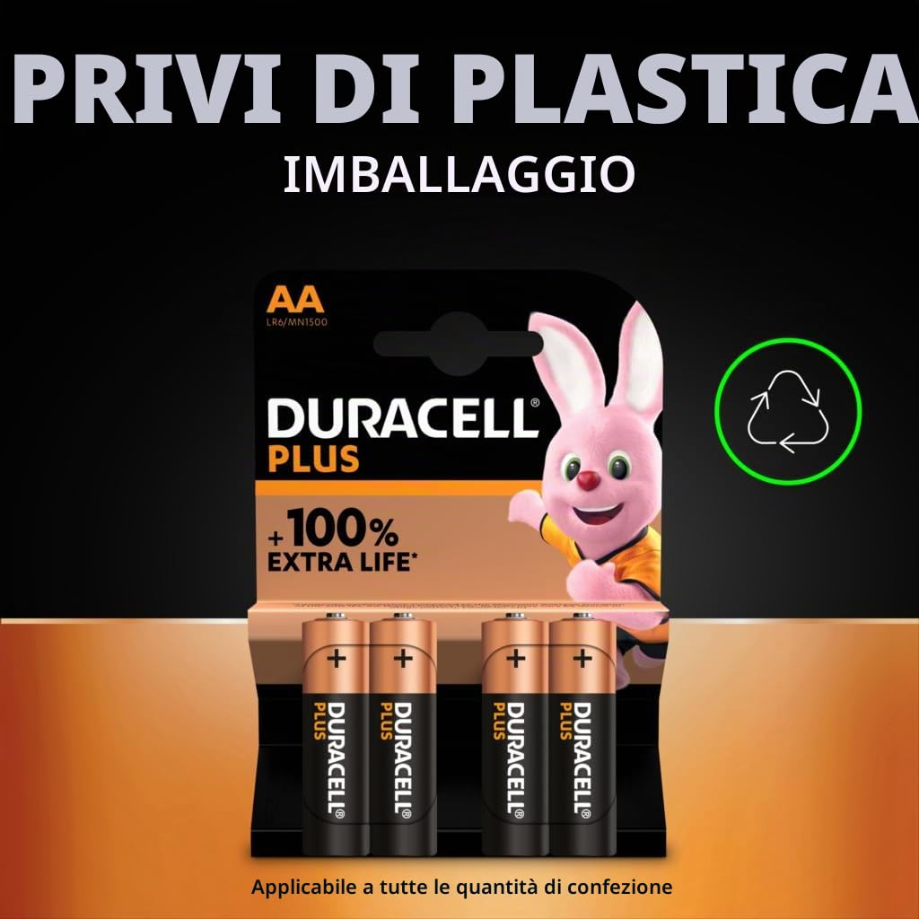 Duracell Plus Pile Stilo AA Alcaline 8pz