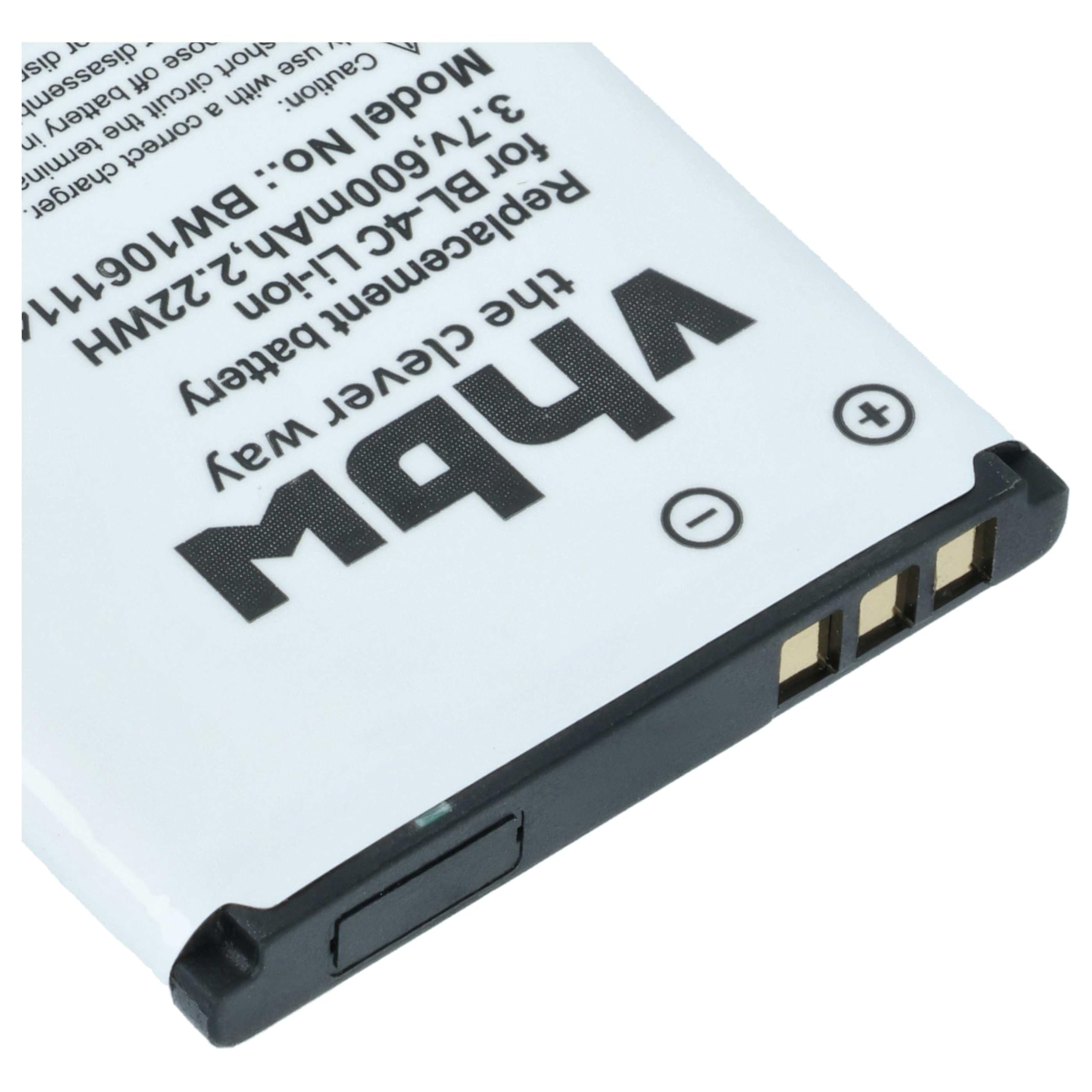vhbw Batteria Smartphone 600mAh 3.7V Li-Ion 1 Pezzo